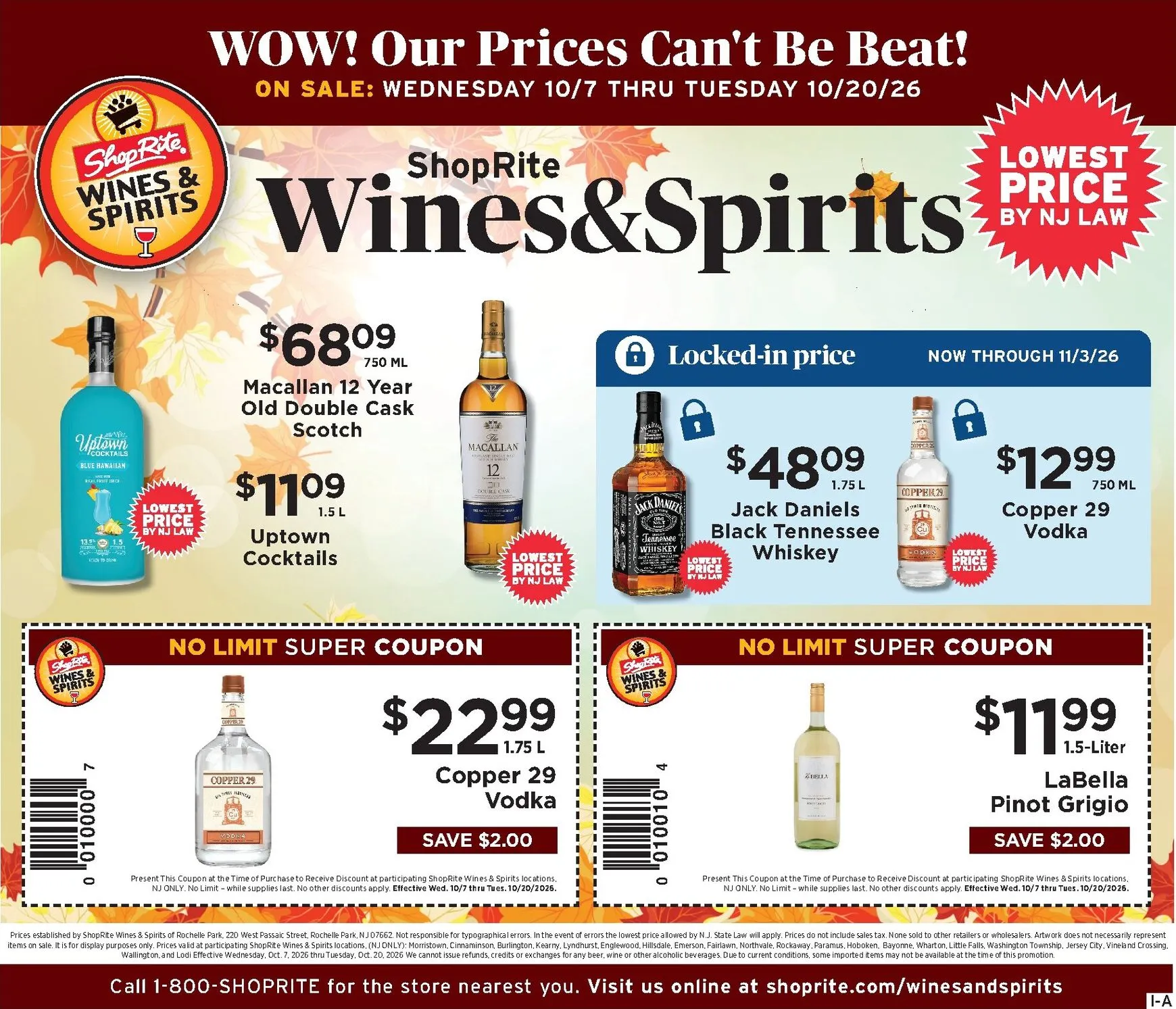 Weekly ad Current ShopRite - Wine & Spirits leaflet valid from Wednesday 10/07/2026 to Tuesday 10/20/2026 from October 7 to October 20 2026 - Page 1
