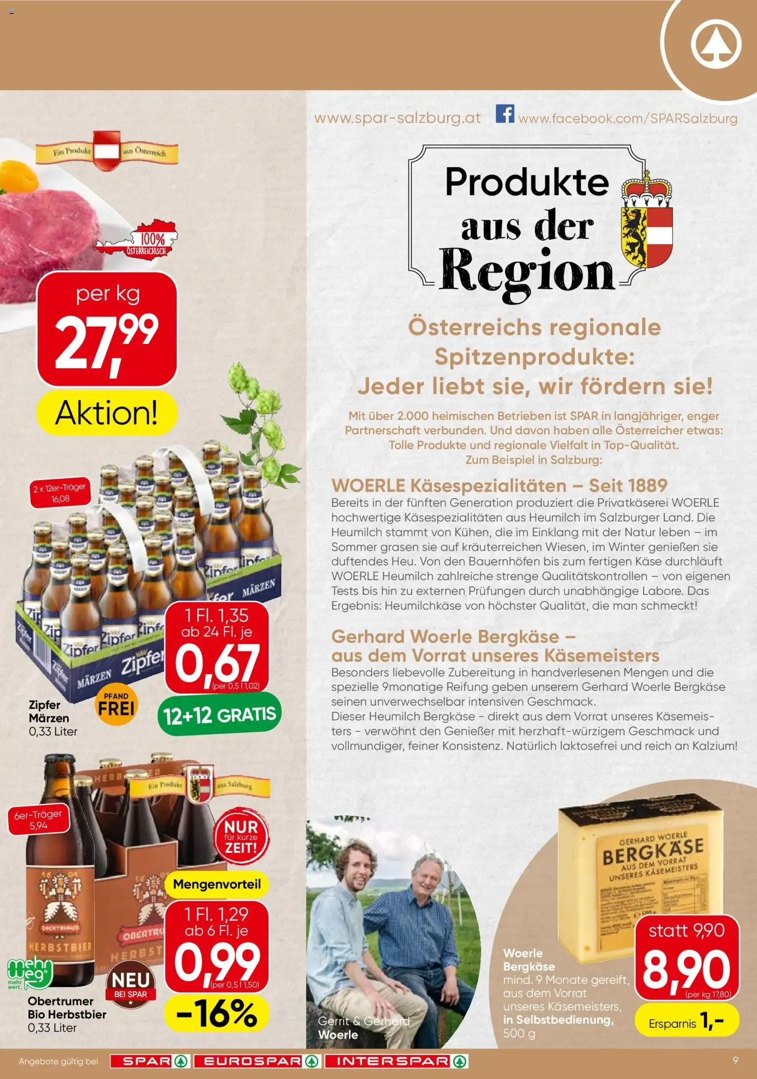 Spar - Flugblatt (27.08.2026) - Angebote und Prospekt von 27. August bis 9. September 2026 - Flugblätt seite  9