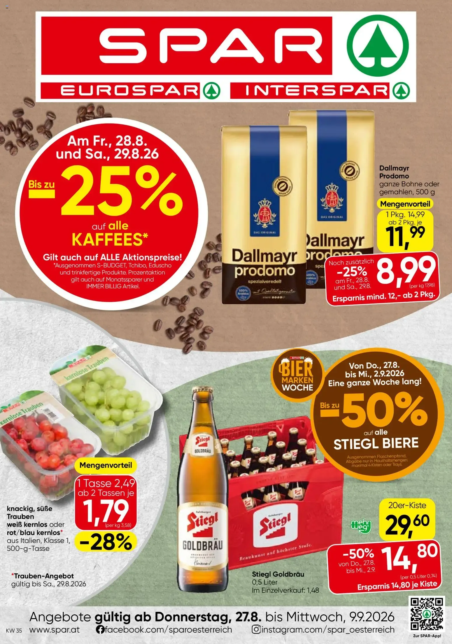 Spar - Flugblatt (27.08.2026) - Angebote und Prospekt von 27. August bis 9. September 2026 - Flugblätt seite  1
