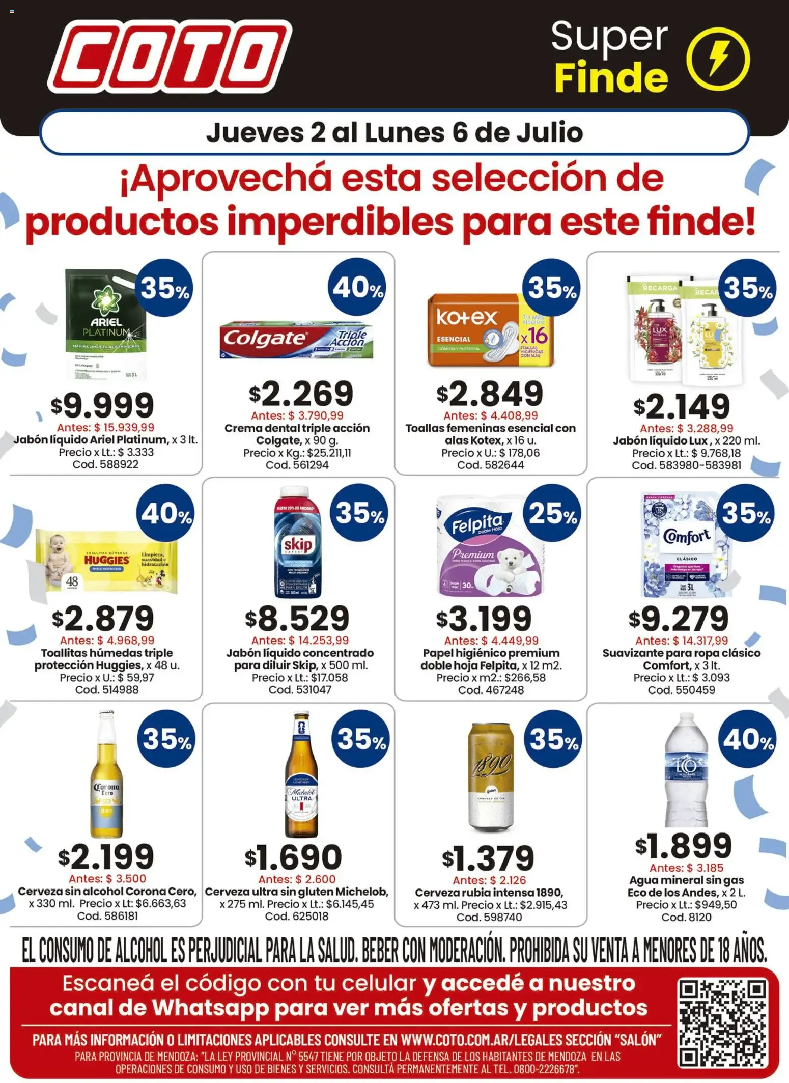 Ofertas de Coto Super Finde: Selección de productos imperdibles del 2 al 6 de Julio 2 de julio al 6 de julio 2026 - Página 1 del catálogo