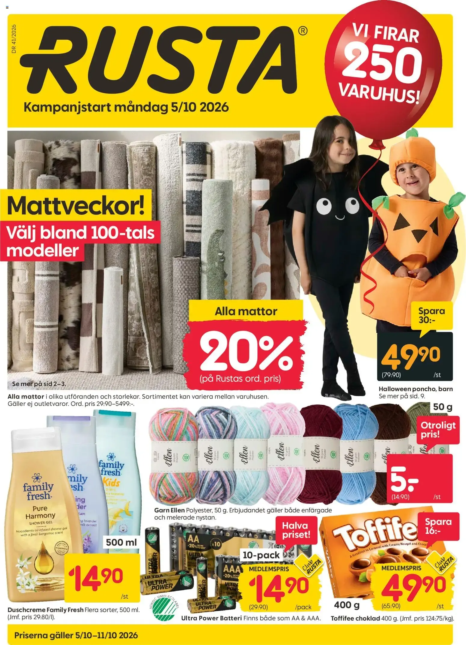 Rusta erbjudanden från 05/10/2026 - 11/10/2026 > Reklamblad nuvarande rabatter från 5 oktober till 11 oktober 2026 - Reklamblad sidor 1