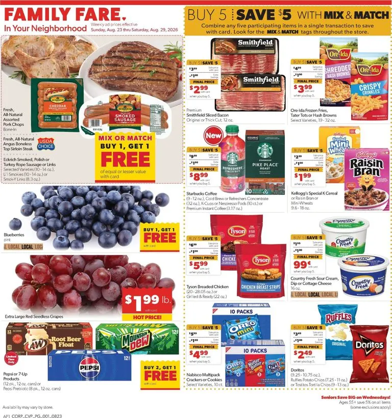 Current Family Fare leaflet valid from Sunday 08/23/2026 to Saturday 08/29/2026