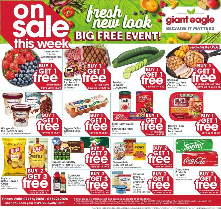 Current Giant Eagle leaflet valid from Thursday 07/16/2026 to Wednesday 07/22/2026