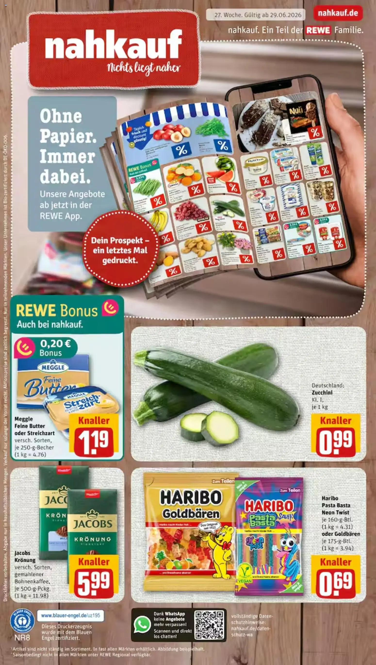 Nahkauf Prospekt (ab 29.06.2026) zum Blättern von 29. Juni bis 4. Juli 2026 - Prospekt seite 1