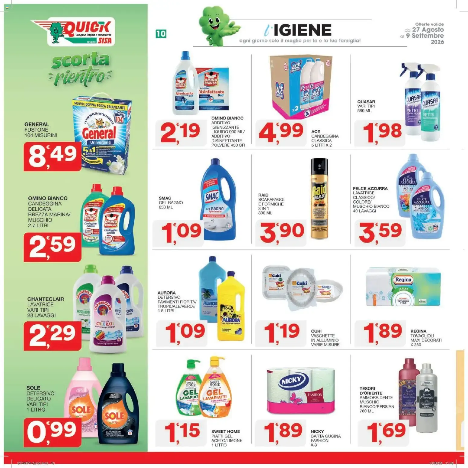 Quick SISA - La spesa Rapida e conveniente da 27 agosto a 9 settembre di 2026 - Pagina del volantino 10