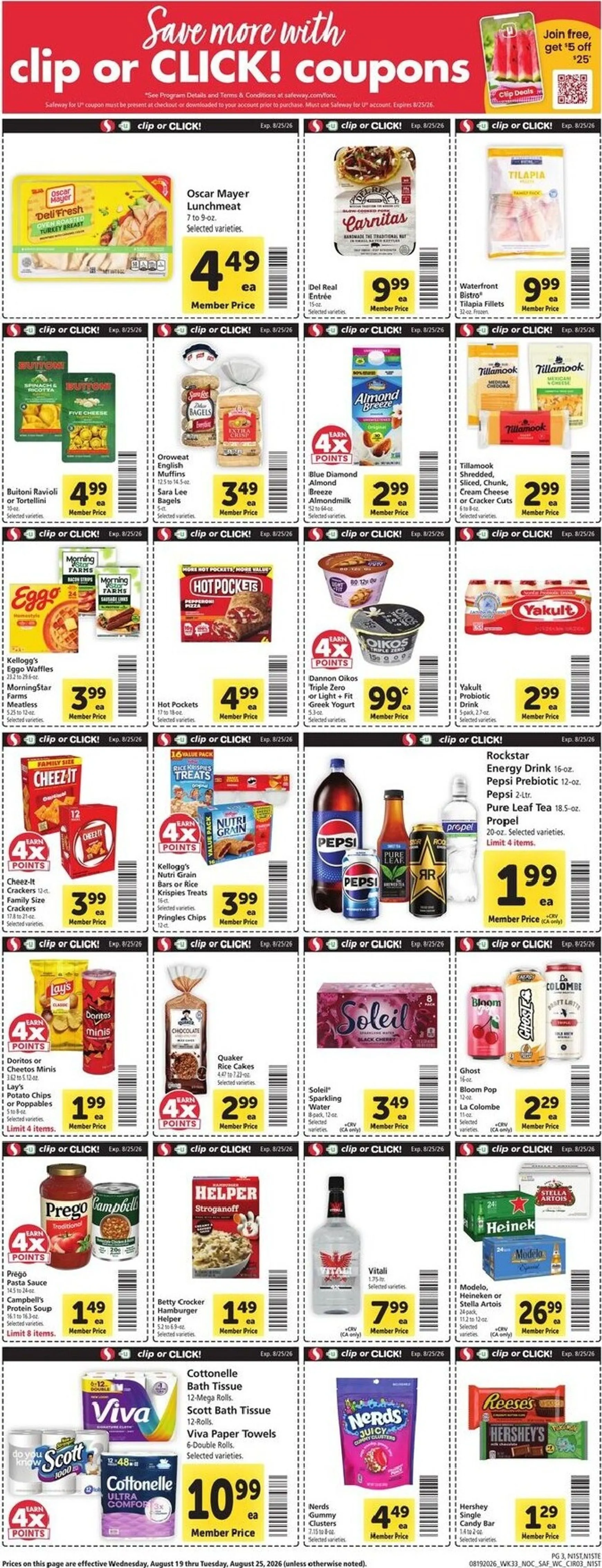 Weekly promotion Current Safeway leaflet valid from Wednesday 08/19/2026 to Tuesday 08/25/2026 spanning from August 19 to August 25 2026 - Page 3 for Catalogue 365