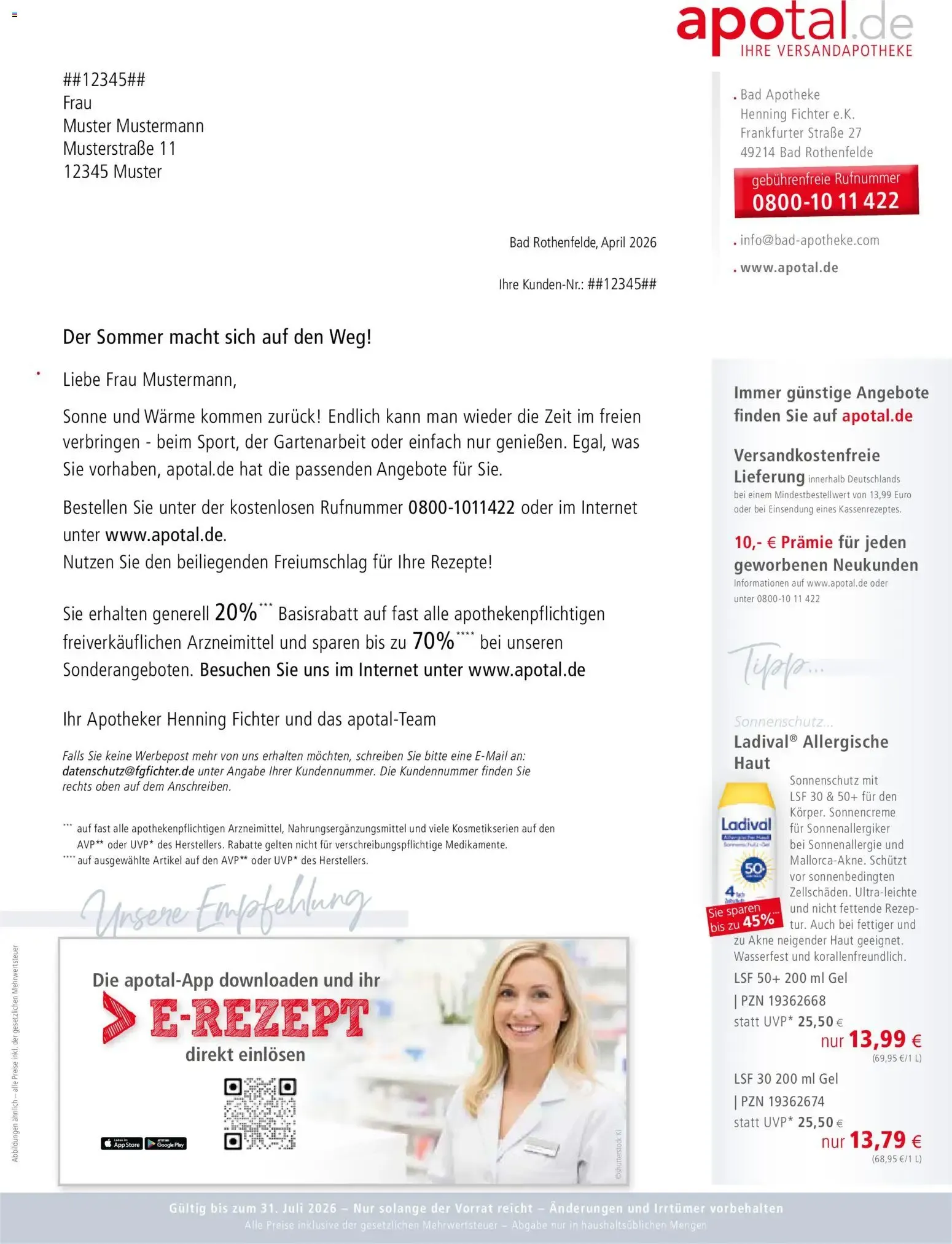 Der Sommer macht sich auf den Weg! von 3. Juni bis 31. Juli 2026 - Prospekt seite 1