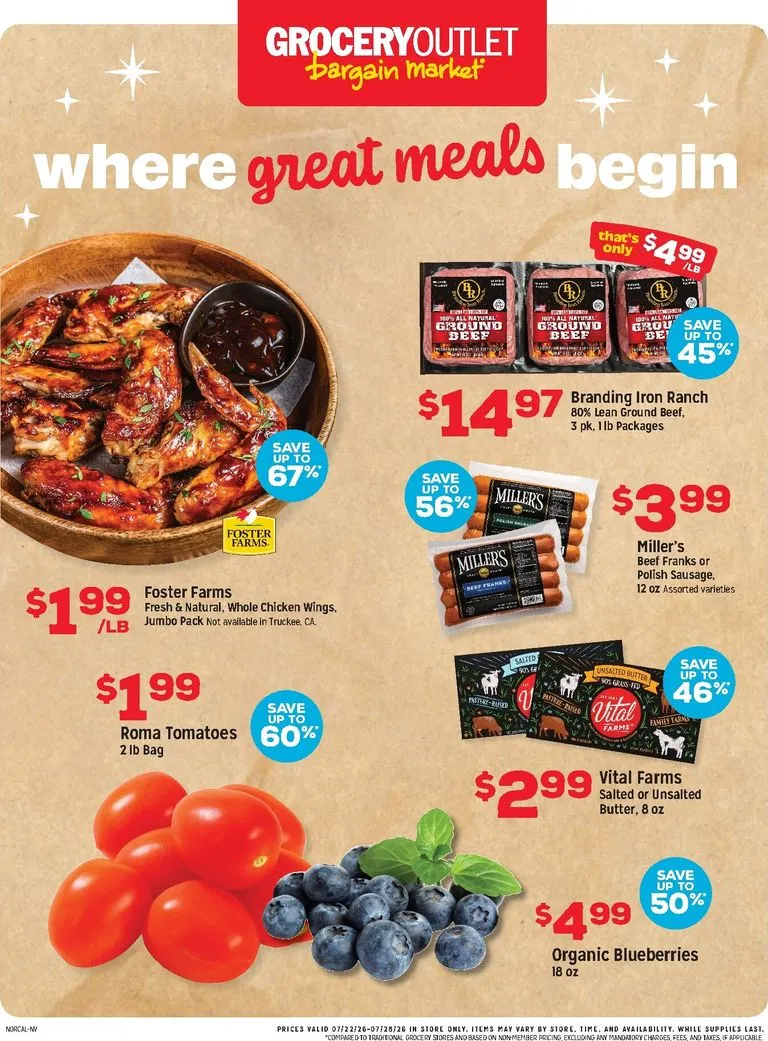 Current Grocery Outlet leaflet valid from Wednesday 07/22/2026 to Tuesday 07/28/2026