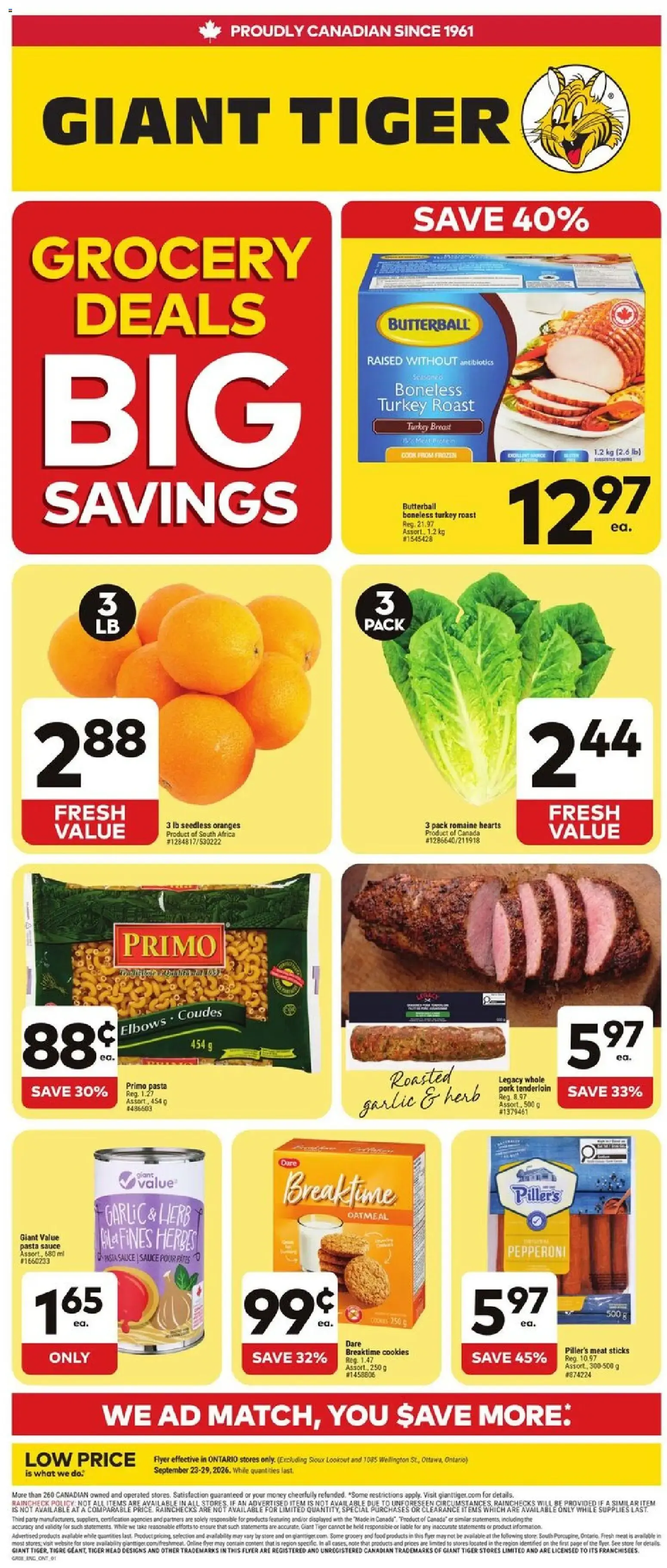 Giant Tiger Flyer | from Sep 23, 2026 | Weekly deals