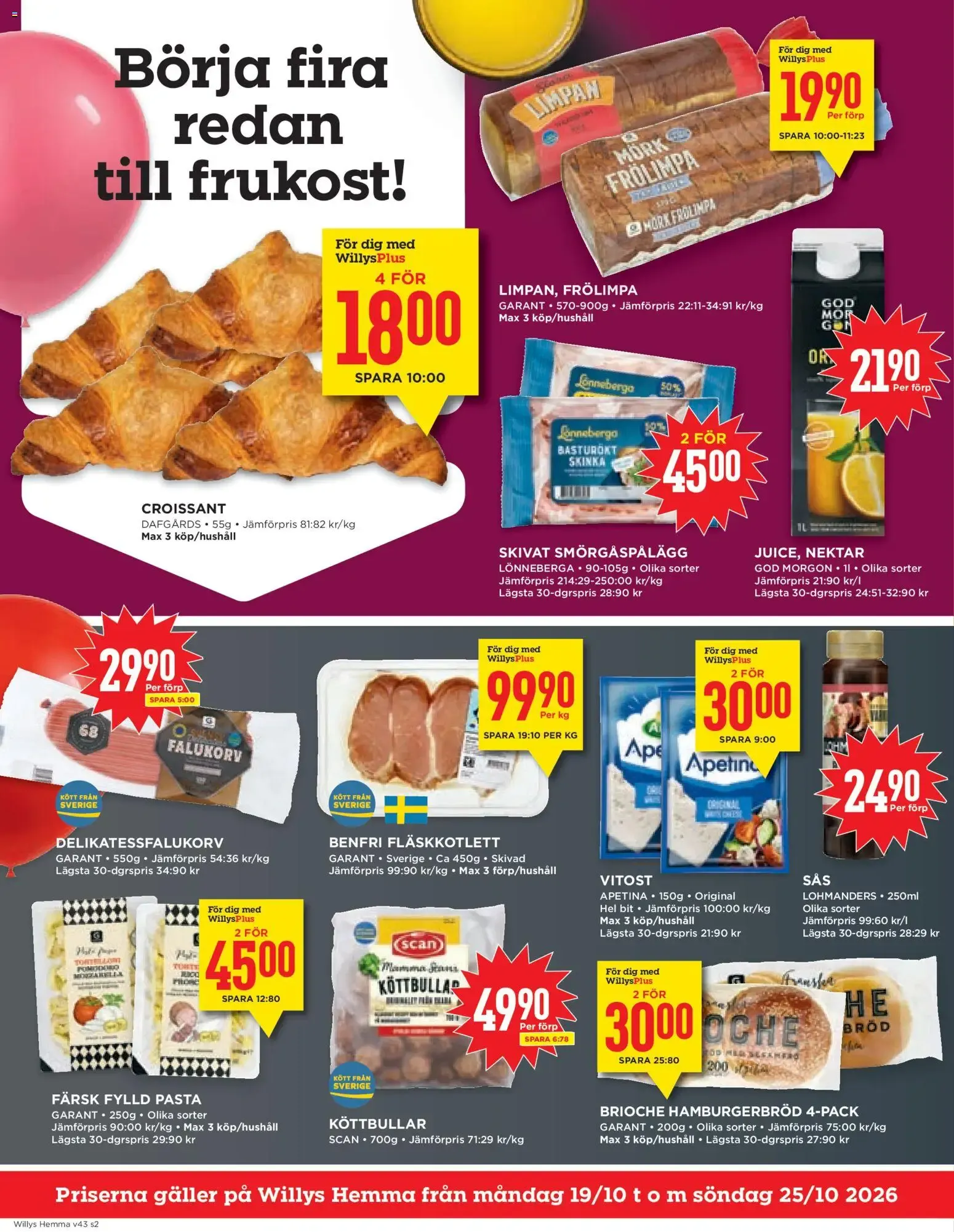 Willys Hemma: Vi fyller år. Våra priser är kalas! från 19 oktober till 25 oktober 2026 - Reklamblad sidor 2
