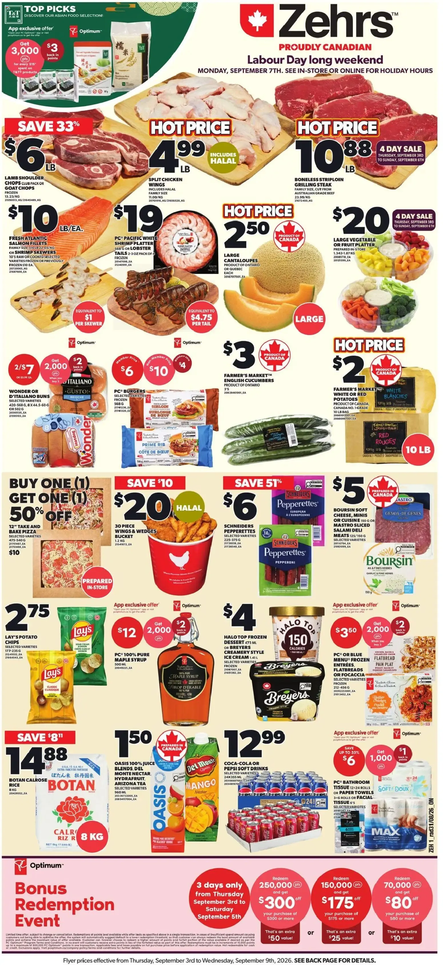 Zehrs weekly flyer / circulaire from Sep 3, 2026 > weekly specials & deals from September 3 to September 9 2026 - flyer page 1