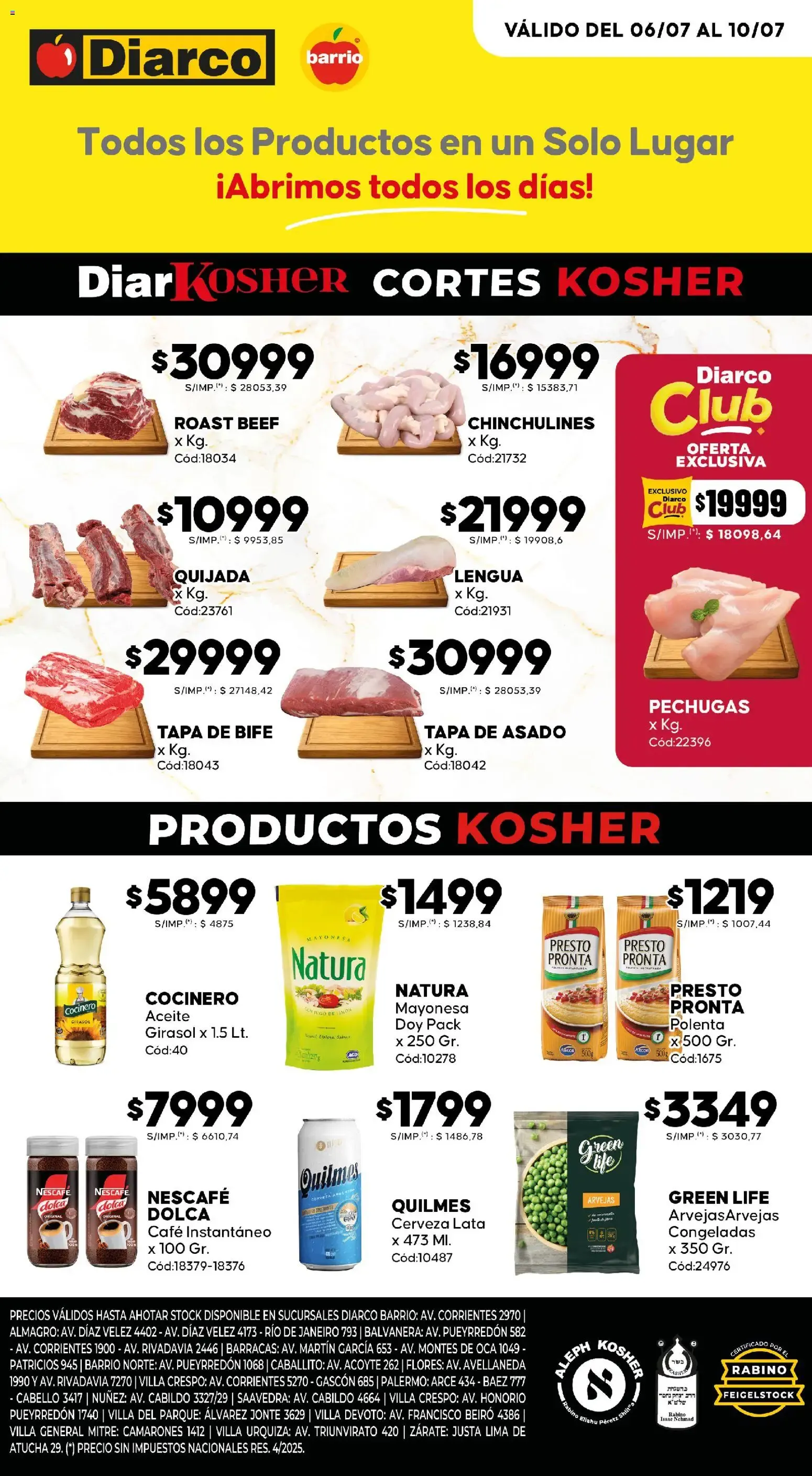 Ofertas de Diarco - Ofertas Kosher del 06/07/2026 - 10/07/2026 6 de julio al 10 de julio 2026 - Página 1 del catálogo