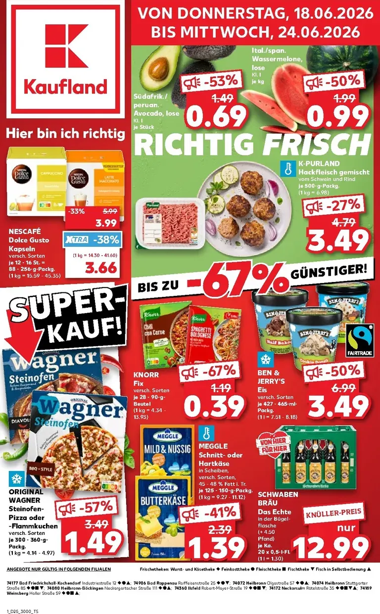 Kaufland Prospekt – von Donnerstag 18.06.2026 bis Mittwoch 24.06.2026 von 18. Juni bis 24. Juni 2026 - Prospekt seite 1