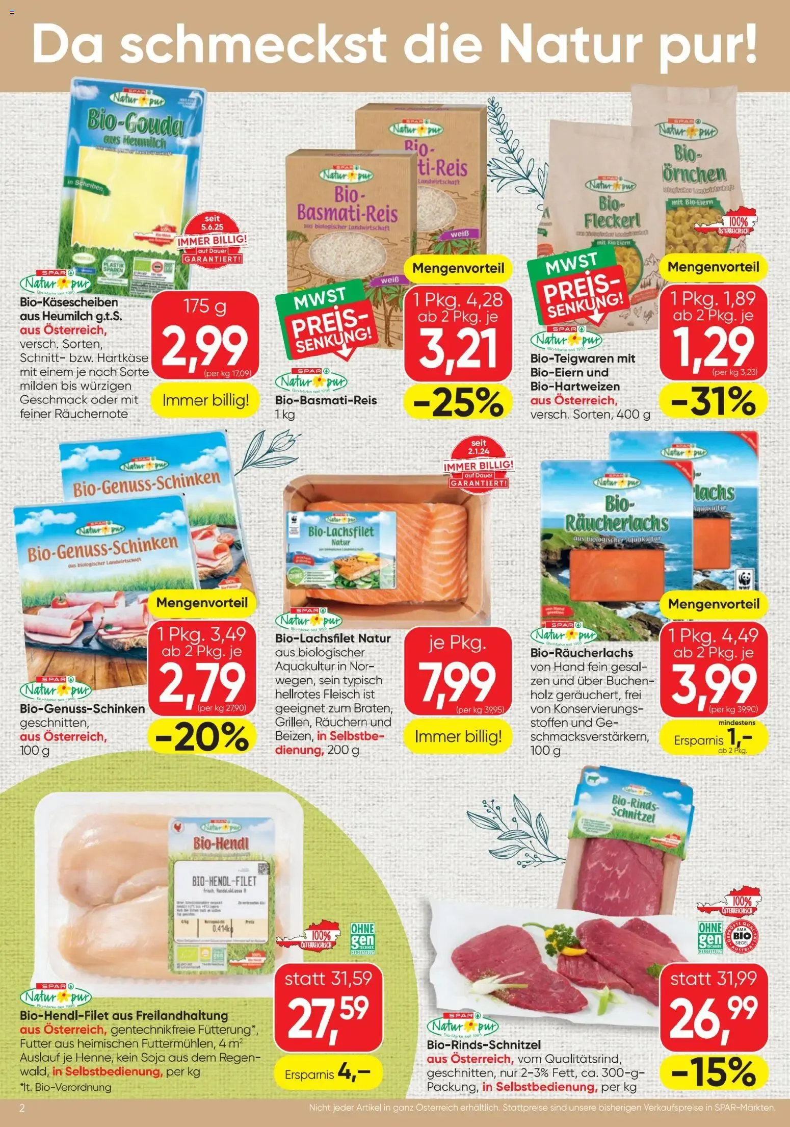 Spar Natur*pur (06.08.2026) - Angebote und Prospekt von 6. August bis 2. September 2026 - Flugblätt seite 2