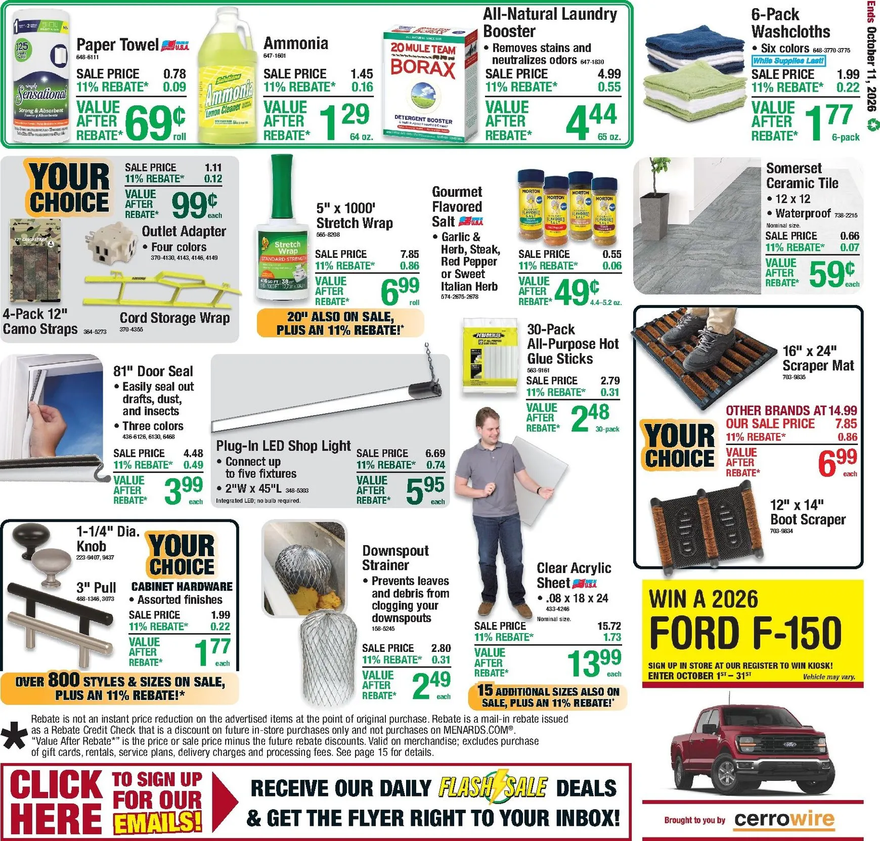 Weekly promotion Current Menards - 11% Rebate* Sale leaflet valid from Thursday 10/01/2026 to Sunday 10/11/2026 spanning from October 1 to October 11 2026 - Page 23 for Catalogue 365
