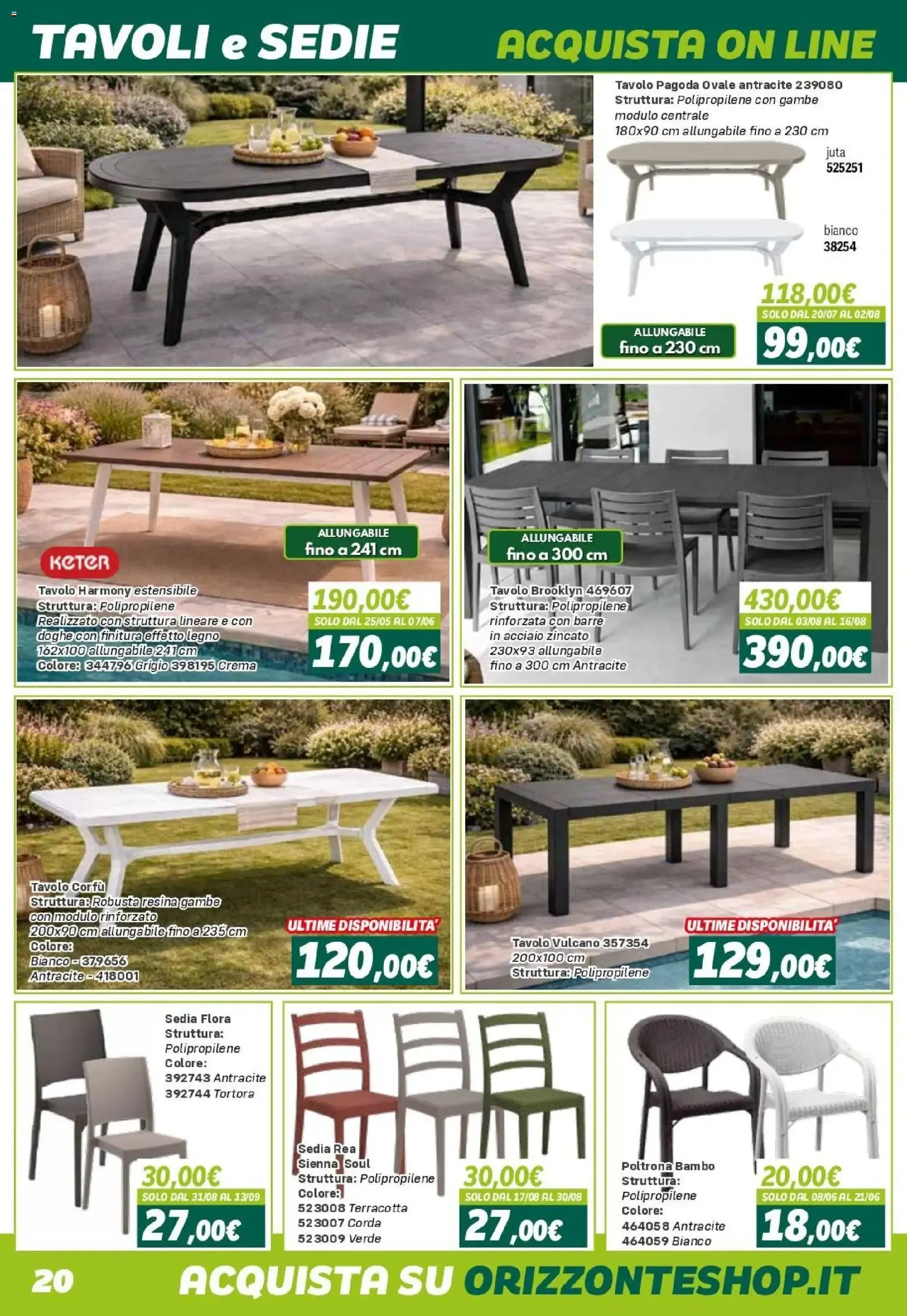 Orizzonte ARREDO GIARDINO CATALOGO 2026 da 24 aprile a 27 settembre di 2026 - Pagina del volantino 20