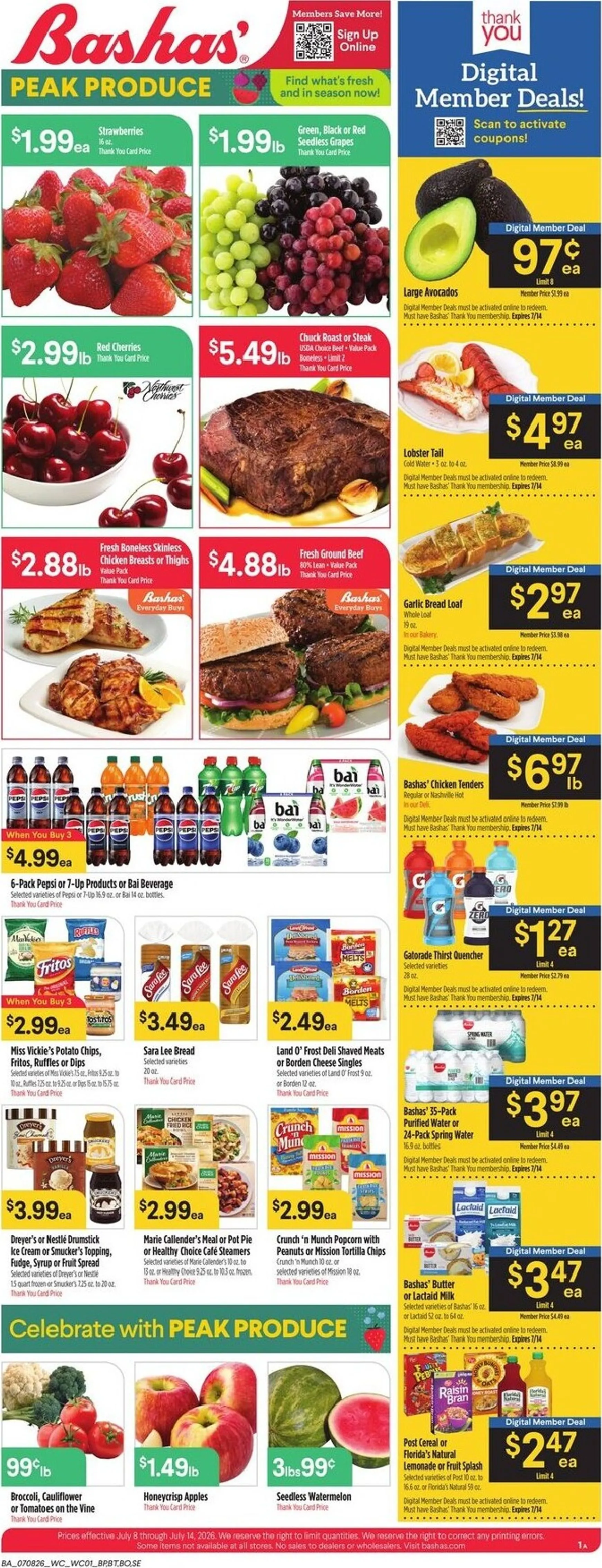 Weekly ad Current Bashas' leaflet valid from Wednesday 07/08/2026 to Tuesday 07/14/2026 from July 8 to July 14 2026 - Page 1