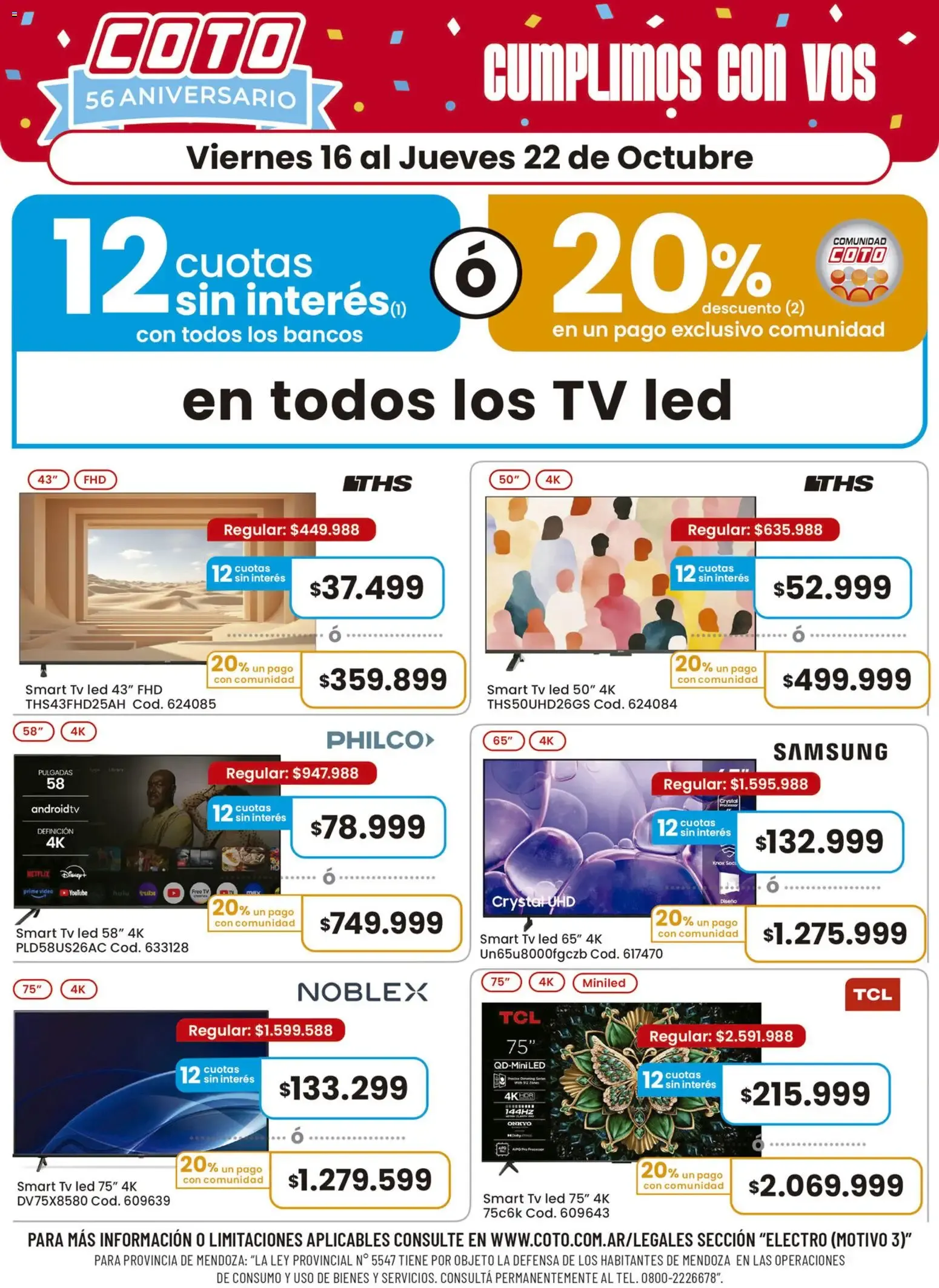 Ofertas de Coto - Electro Motivo TV || del 16/10/2026 - 22/10/2026 || Descuentos 16 de octubre al 22 de octubre 2026 - Página 1 del catálogo