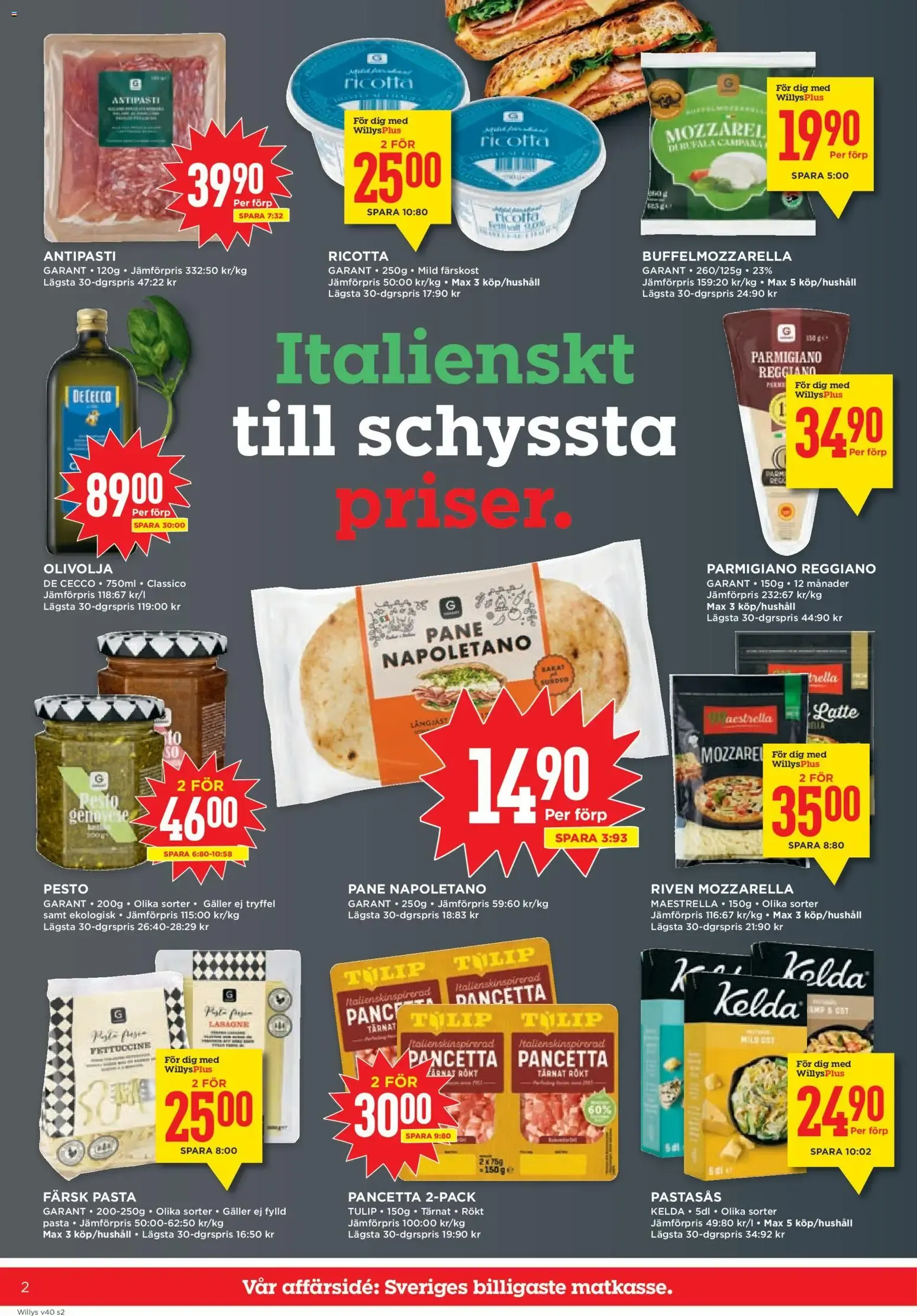 Willys: Sveriges billigaste matkasse från 28 september till 4 oktober 2026 - Reklamblad sidor 2