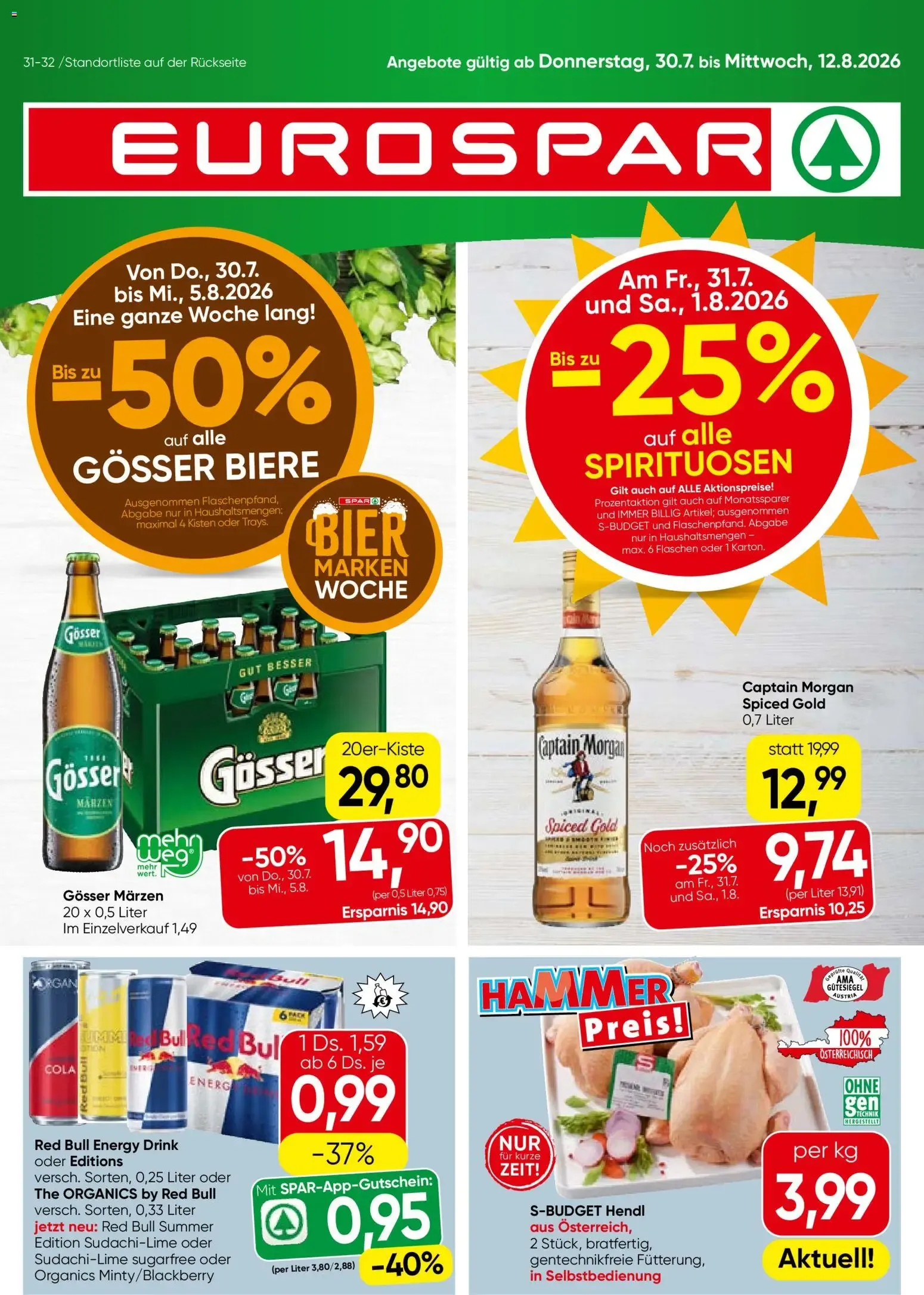 Eurospar Flugblatt von 30.07.2026 - Aktuelle Angebote von 30. Juli bis 12. August 2026 - Flugblätt seite  1
