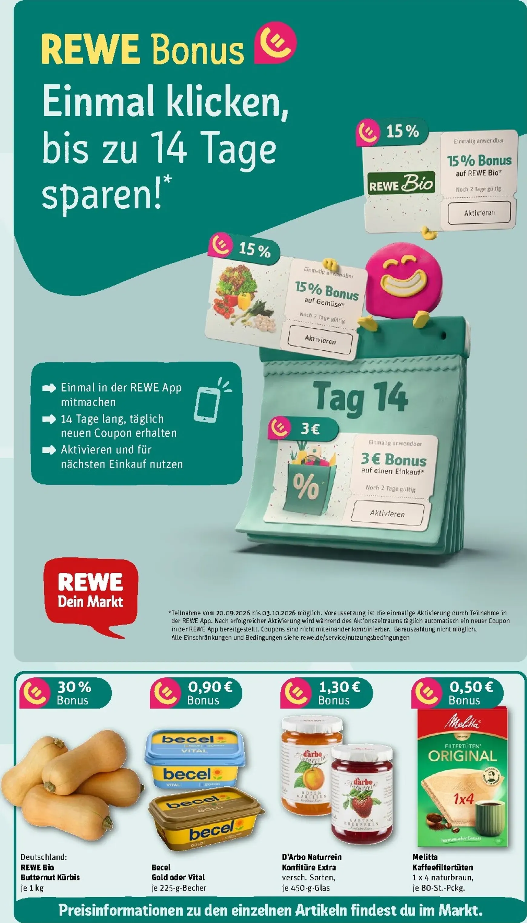 Die REWE Jubelwochen Mega Angebote, mega sparen! von 21. September bis 27. September 2026 - Prospekt seite 3