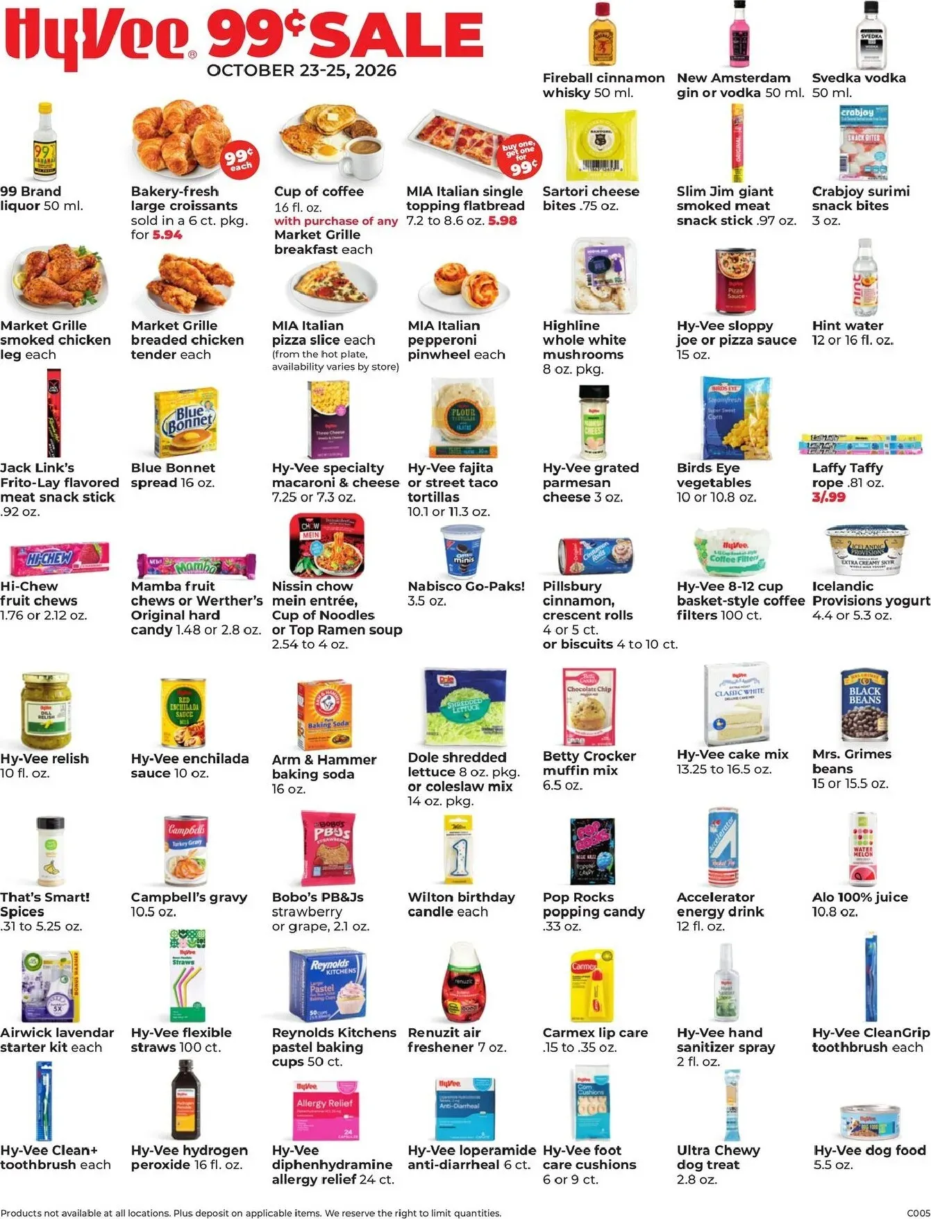 Weekly promotion Current Hy Vee - 3 Days 99¢ Sale leaflet valid from Friday 10/23/2026 to Sunday 10/25/2026 spanning from October 23 to October 25 2026 - Page 2 for Catalogue 365