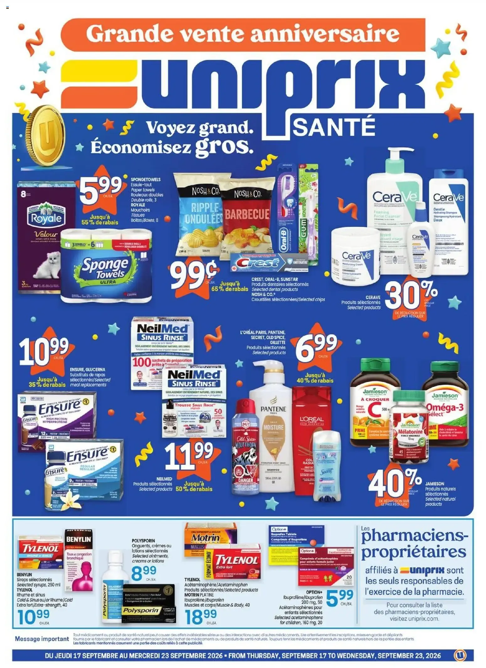 Uniprix - Uniprix Sante from Sep 17, 2026 > weekly specials & deals from September 17 to September 23 2026 - flyer page 1