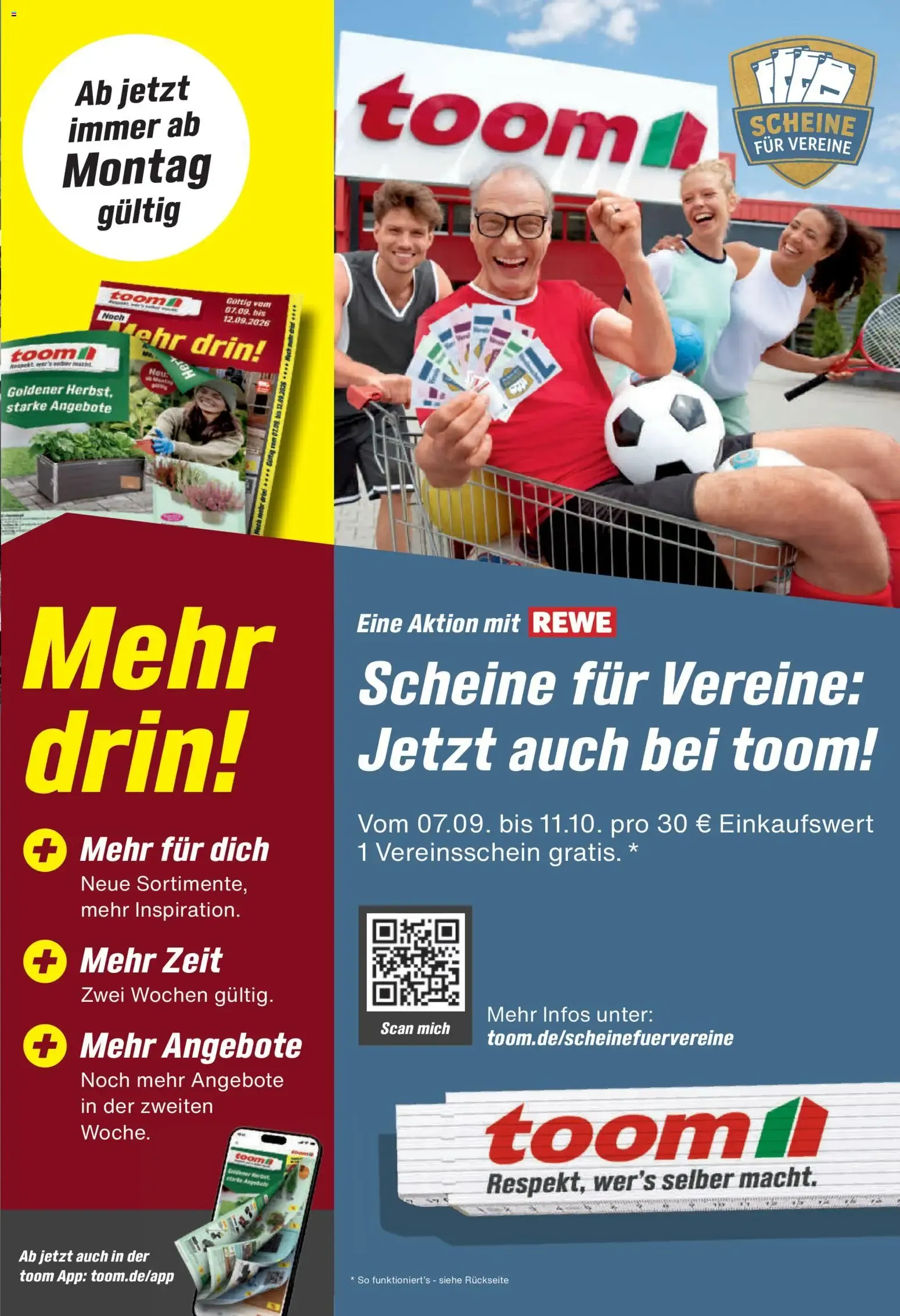 Scheine für Vereine: Jetzt auch bei toom! von 7. September bis 11. Oktober 2026 - Prospekt seite 1
