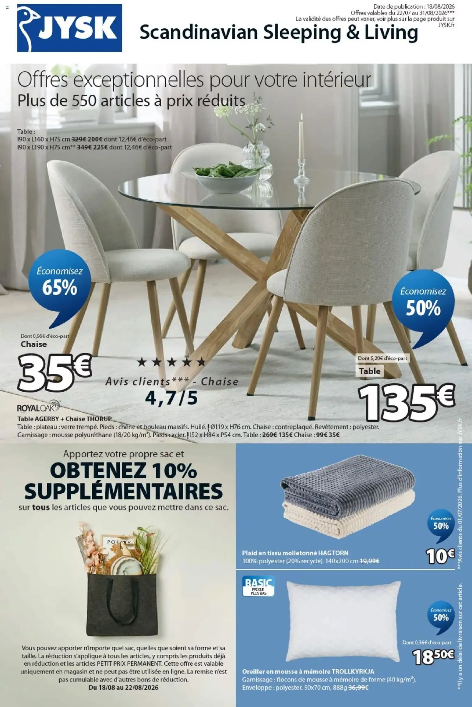 Jysk prospectus à partir du 22/07/2026 - promo en ligne du 22 juillet au 31 août 2026 - Catalogue page 1