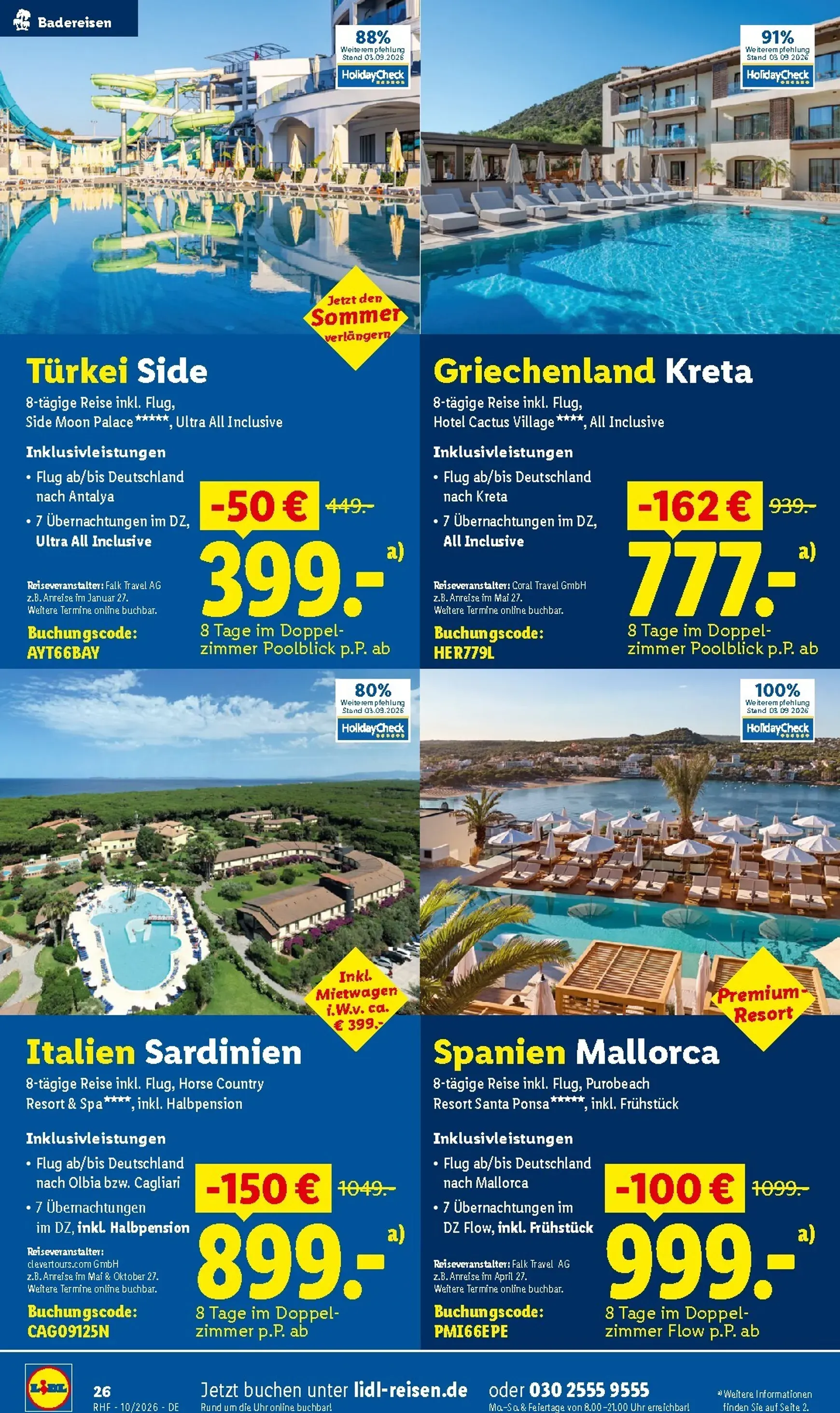 Lidl - Reise-Highlights Prospekt – von Mittwoch 30.09.2026 bis Samstag 31.10.2026 von 30. September bis 31. Oktober 2026 - Prospekt seite 26