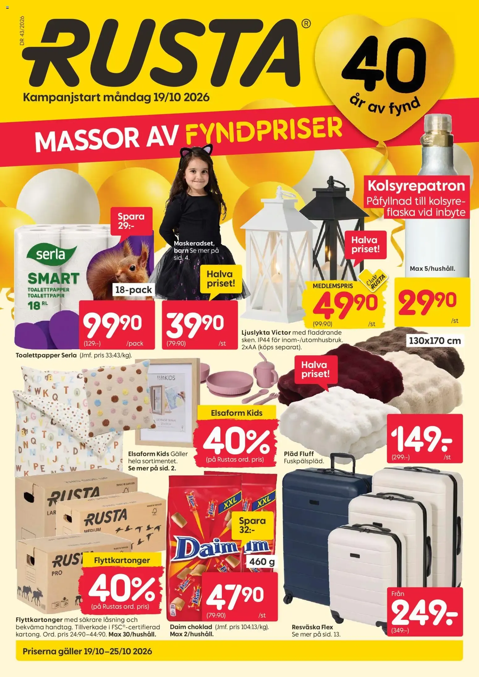 Rusta erbjudanden från 19/10/2026 - 25/10/2026 > Reklamblad nuvarande rabatter från 19 oktober till 25 oktober 2026 - Reklamblad sidor 1