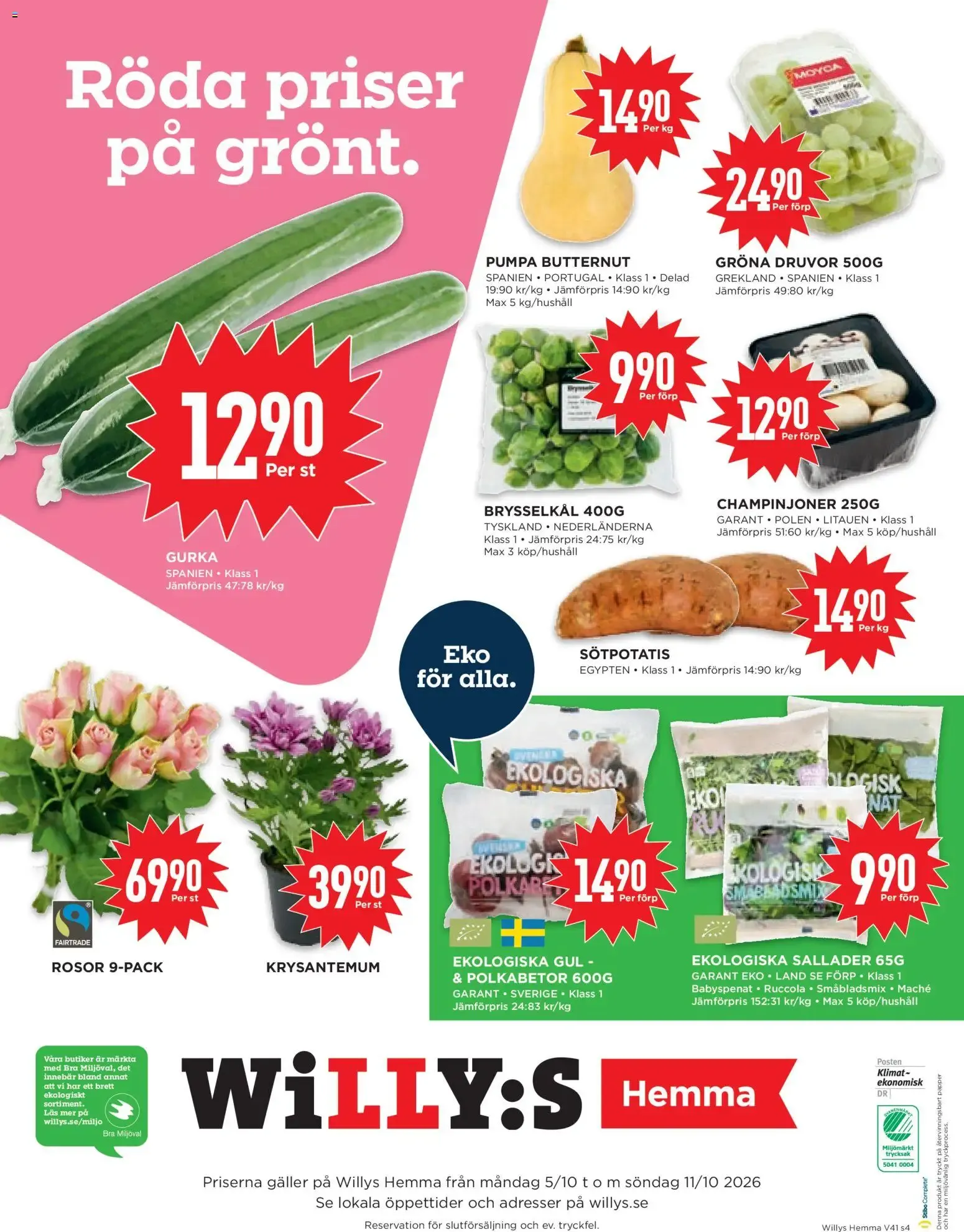Willys erbjudanden Hemma från 05/10/2026 - 11/10/2026 > Reklamblad nuvarande rabatter från 5 oktober till 11 oktober 2026 - Reklamblad sidor 4