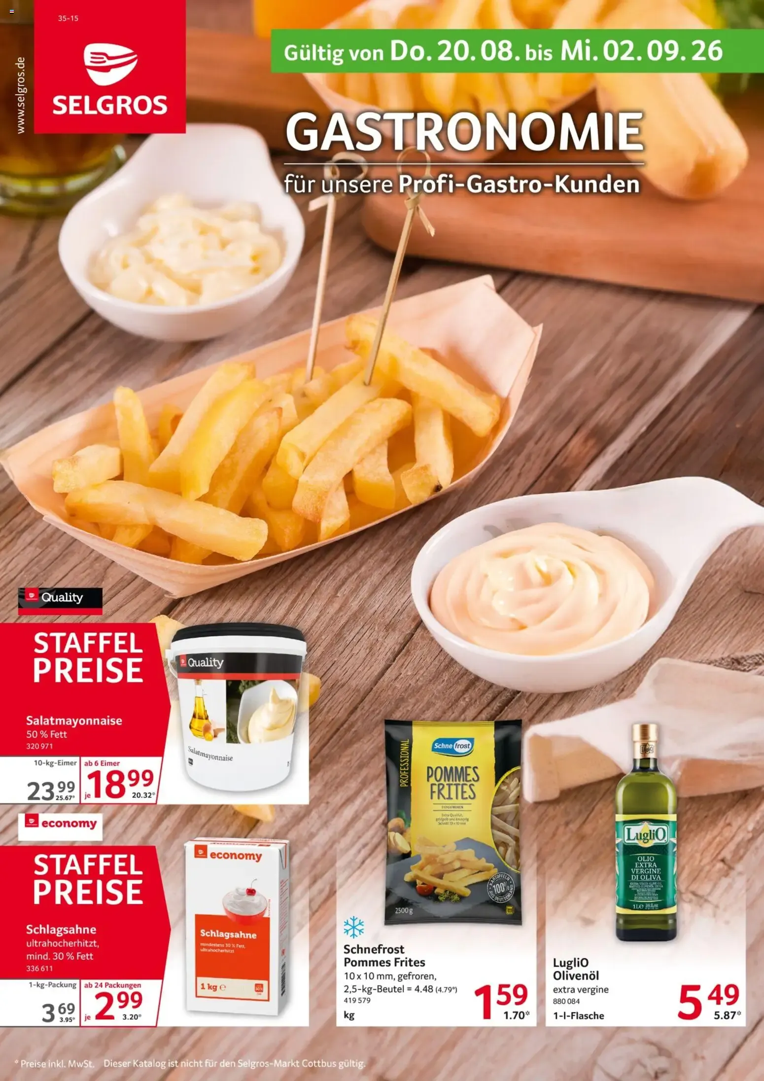 Selgros Gastronomie für unsere Profi-Gastro-Kunden von 20. August bis 2. September 2026 - Prospekt seite 1