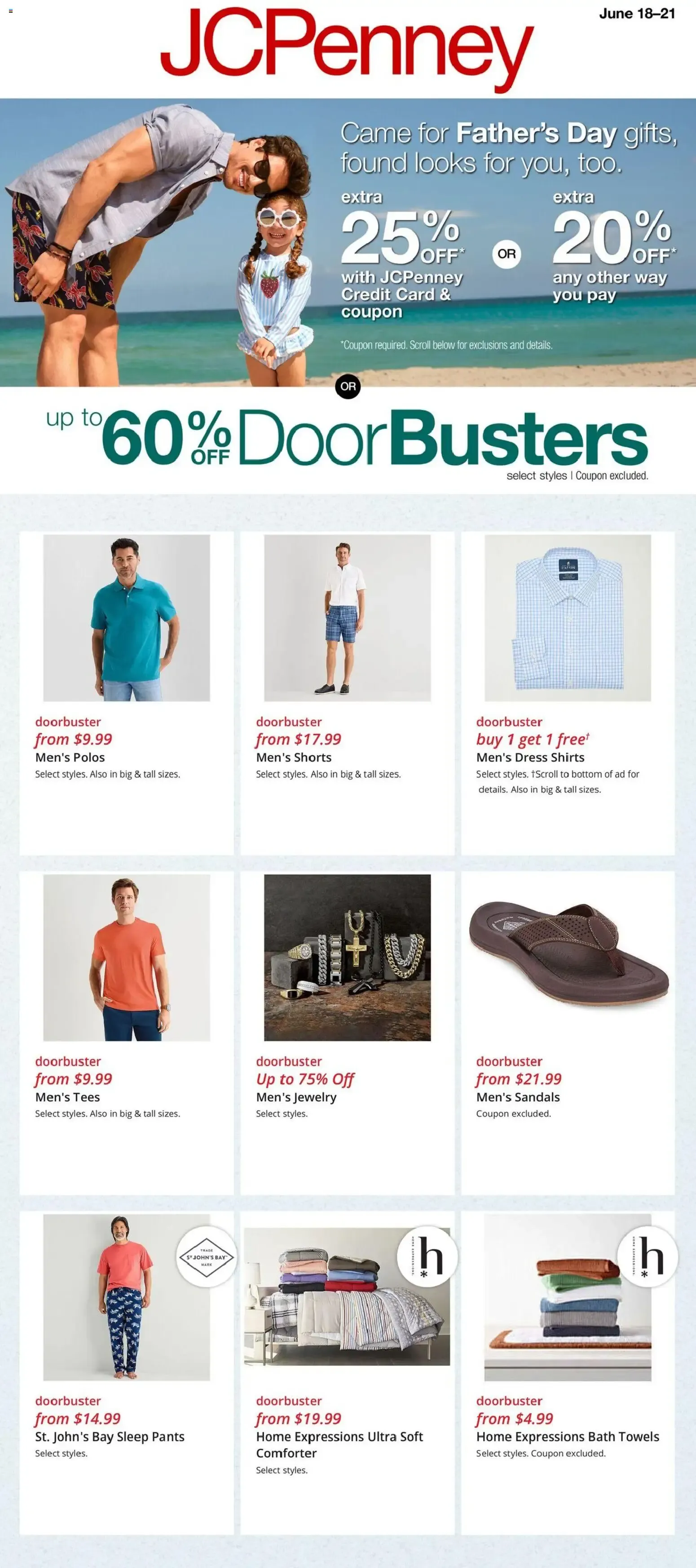 Weekly ad JCPenney: Father's Day Gifts & DoorBusters from June 17 to June 20 2026 - Page 1