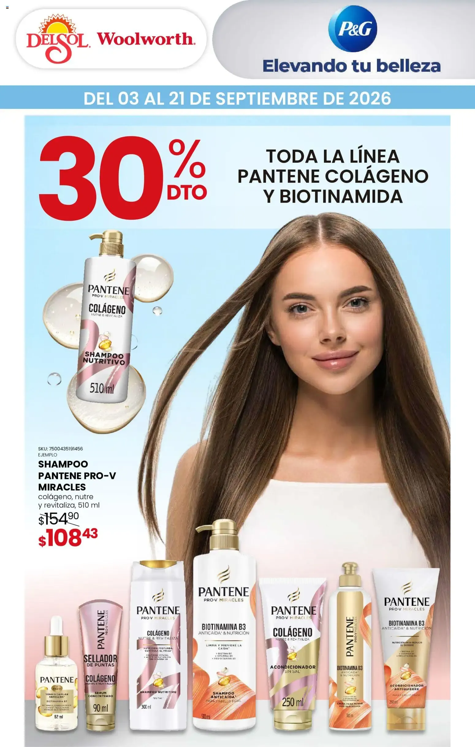 Catálogo de Del Sol y Woolworth: 30% DTO en toda la línea Pantene Colágeno y Biotinamida 3 de septiembre al 21 de septiembre 2026 - Pagina 1