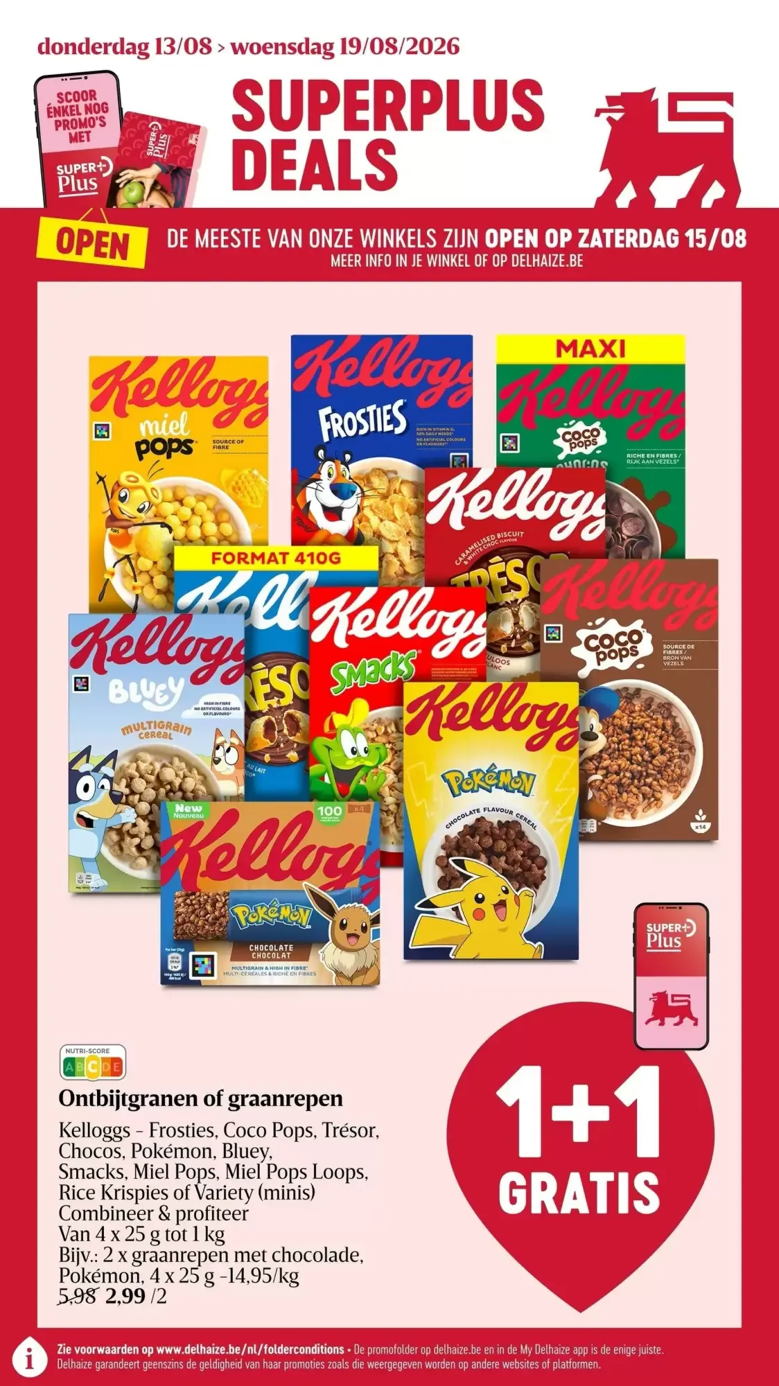 Delhaize SUPERPLUS DEALS - Ontbijtgranen of graanrepen van 13 augustus tot 19 augustus 2026 - folder pagina 1