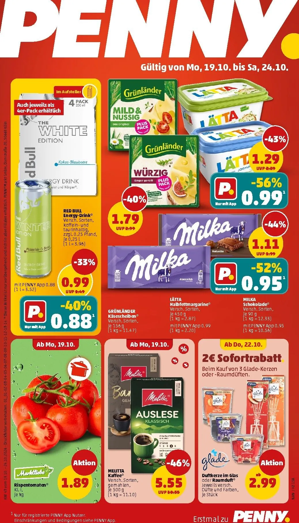 PENNY Prospekt nächste Woche – von Montag 19.10.2026 bis Samstag 24.10.2026 von 19. Oktober bis 24. Oktober 2026 - Prospekt seite 1