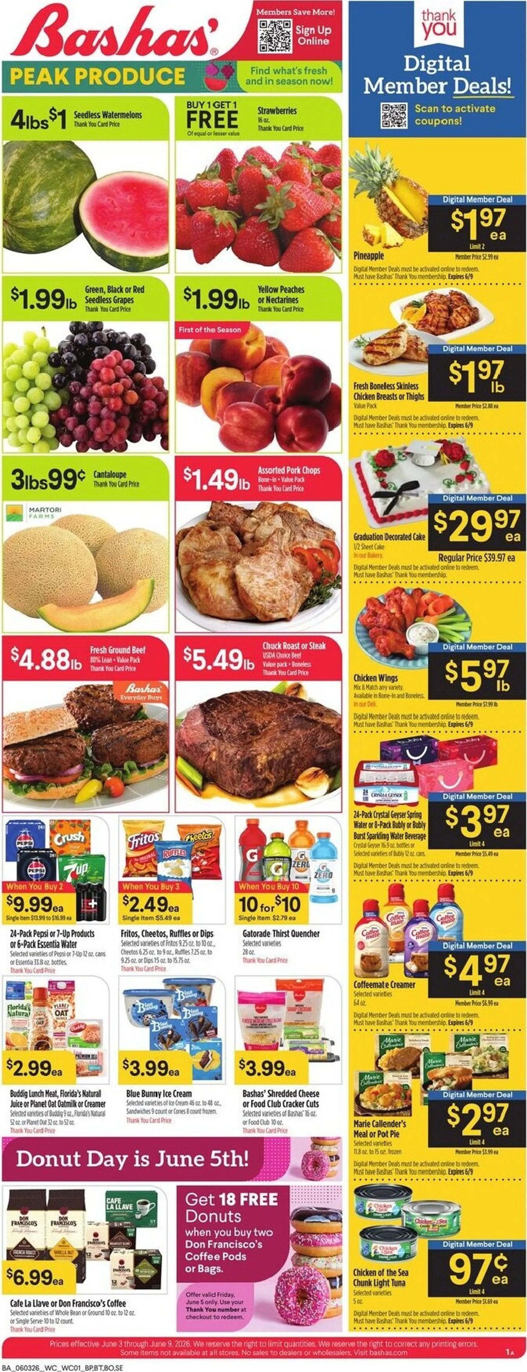 Weekly ad Current Bashas' leaflet valid from Wednesday 06/03/2026 to Tuesday 06/09/2026 from June 3 to June 9 2026 - Page 1