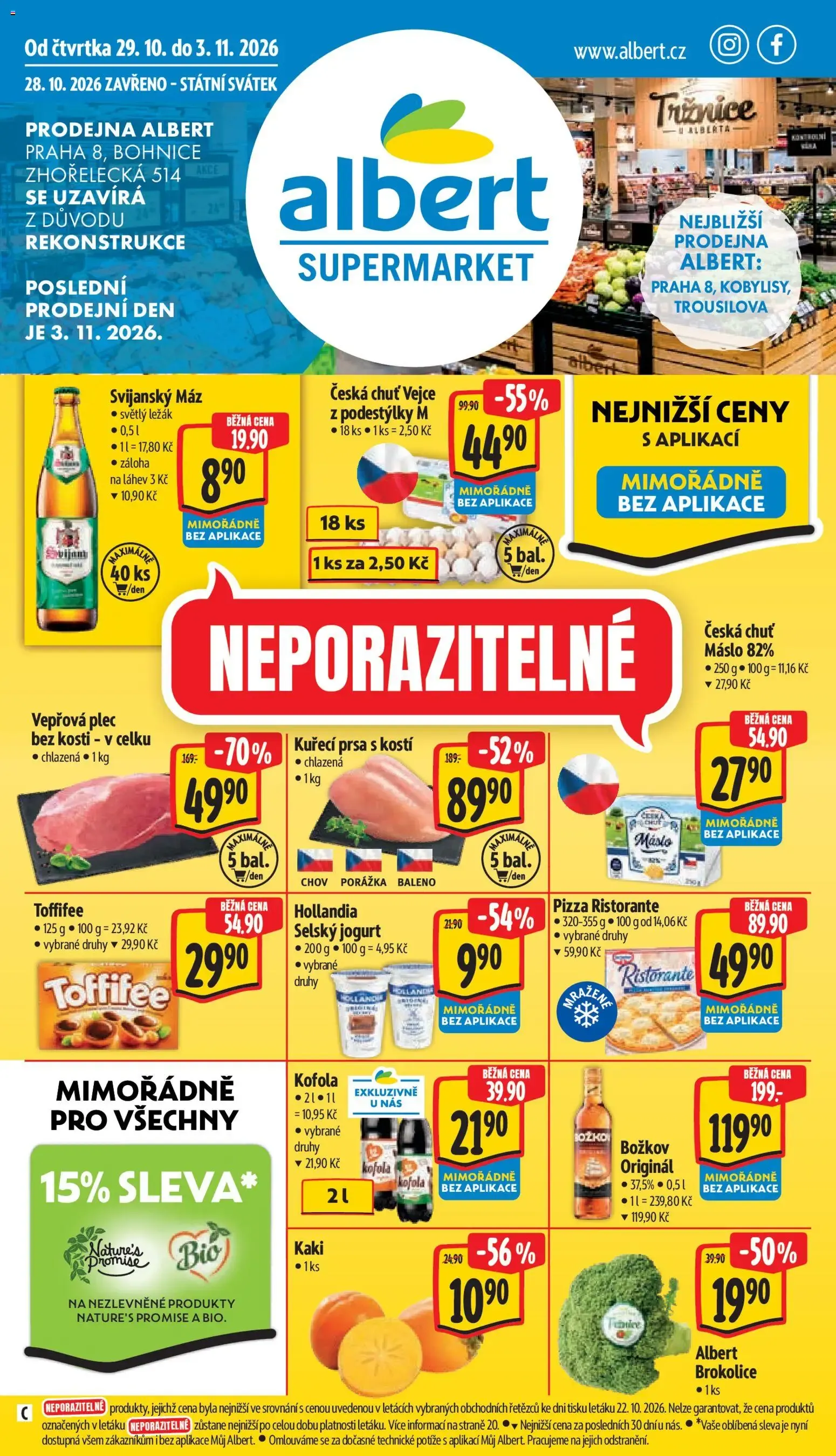 Albert leták - Supermarket Bohnice od 28.10.2026 - Akční leták - 29. října 3. listopadu 2026 - Page 1