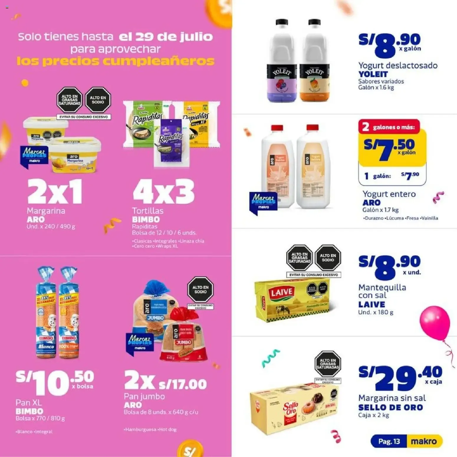 Catalogo de Precios Cumpleañeros Makro 14 de julio al 29 de julio 2026 - Pag 13