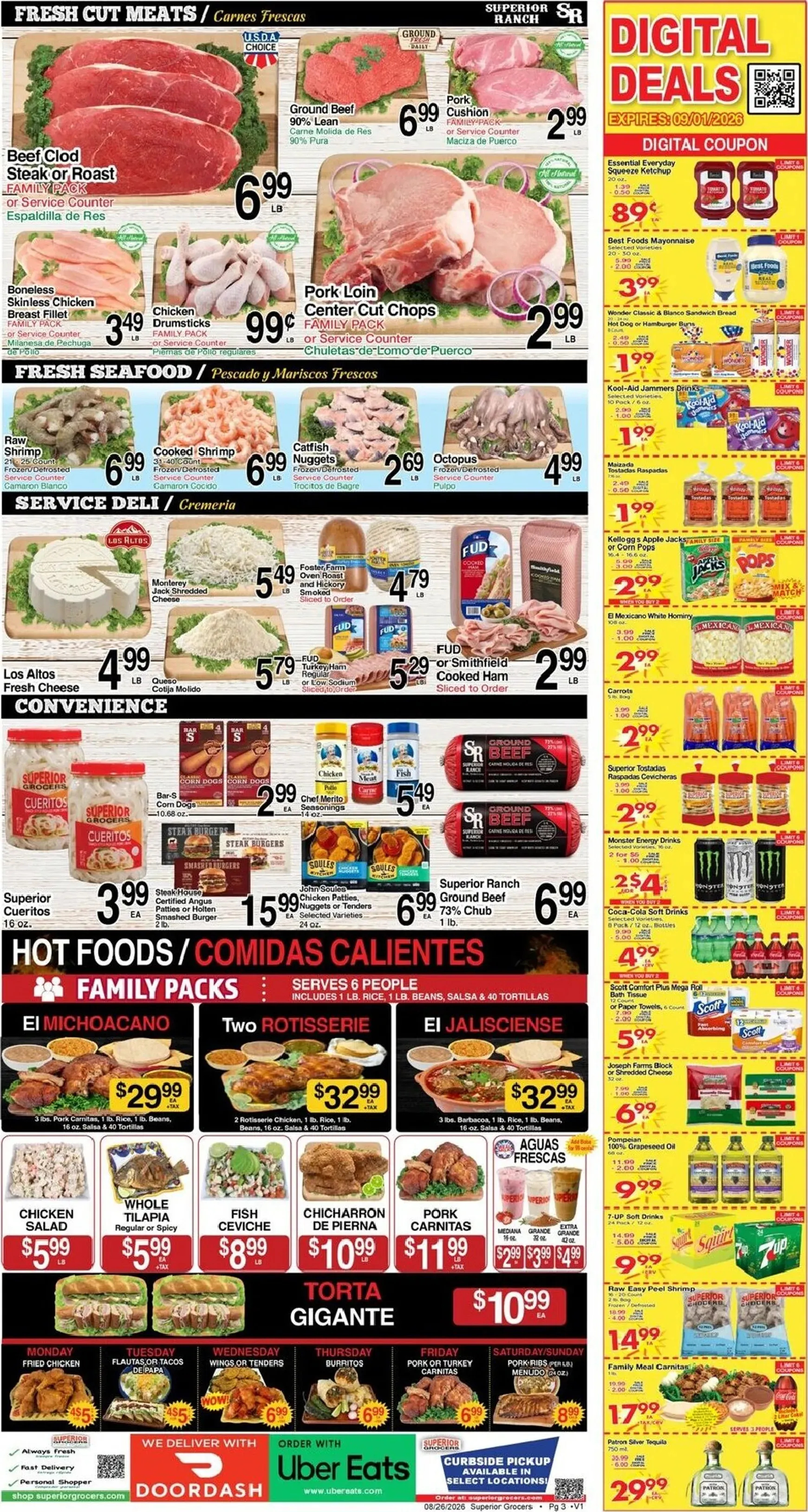 Weekly promotion Current Superior Grocers leaflet valid from Wednesday 08/26/2026 to Tuesday 09/01/2026 spanning from August 26 to September 1 2026 - Page 3 for Catalogue 365