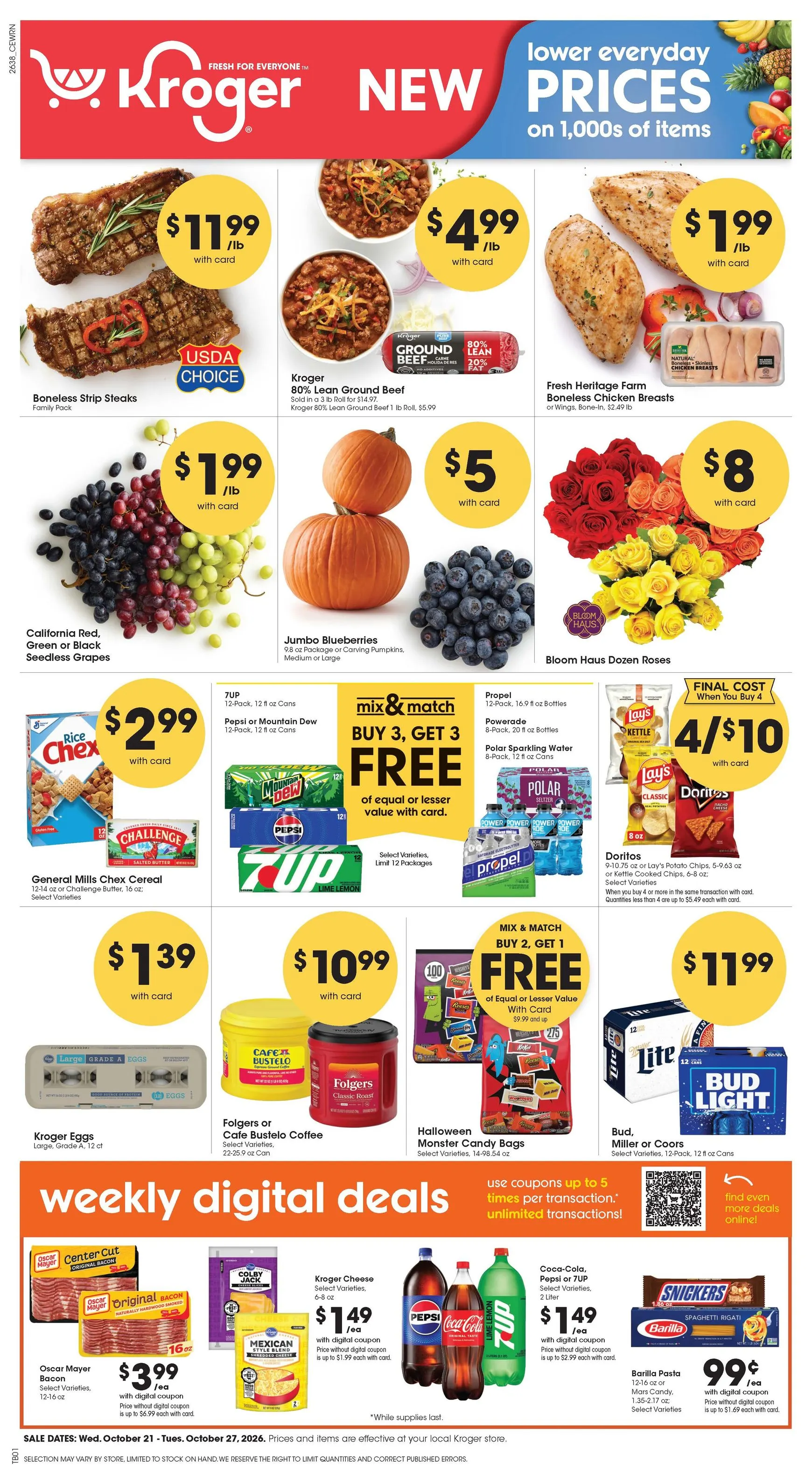 Weekly promotion Current Kroger leaflet valid from Wednesday 10/21/2026 to Tuesday 10/27/2026 spanning from October 21 to October 27 2026 - Page 1 for Catalogue 365