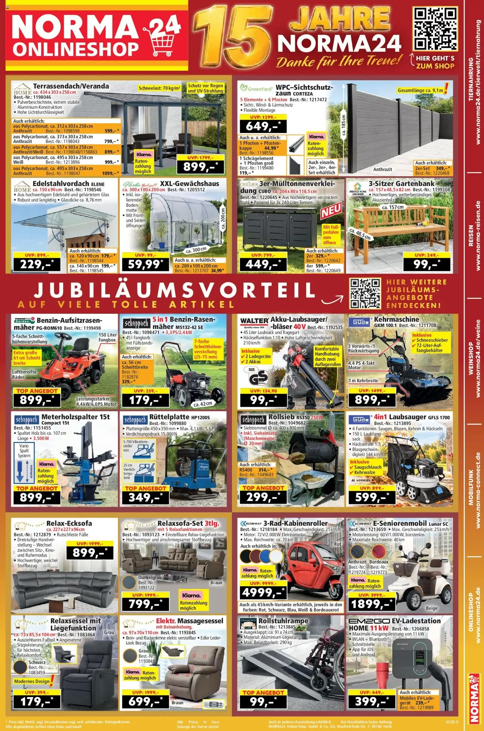 Norma24 Onlineshop - 15 Jahre Jubiläum von 5. Oktober bis 11. Oktober 2026 - Prospekt seite 1