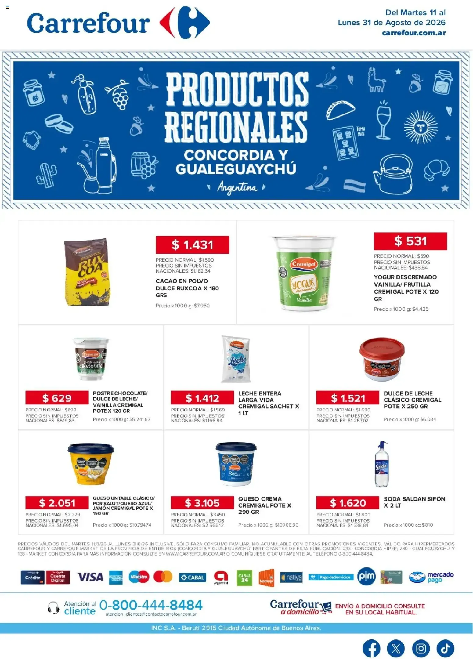 Ofertas de Carrefour - Productos Regionales Concordia y Gualeguaychú 11 de agosto al 31 de agosto 2026 - Página 1 del catálogo