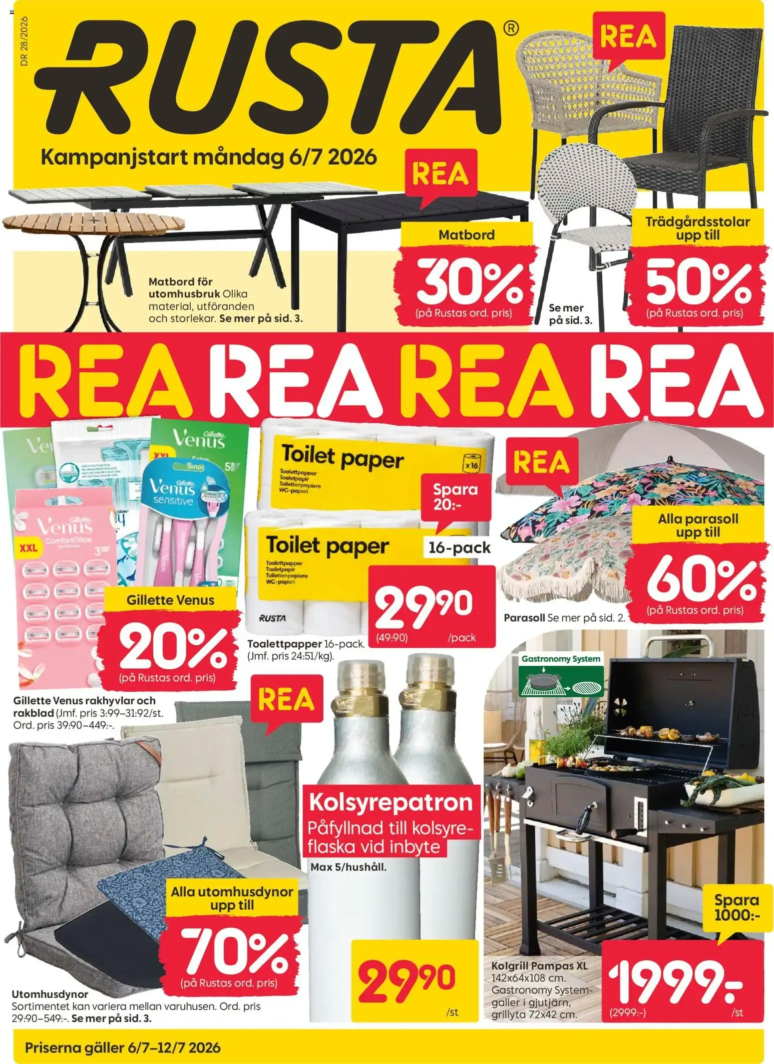 Rusta erbjudanden från 06/07/2026 - 12/07/2026 > Reklamblad nuvarande rabatter från 6 juli till 12 juli 2026 - Reklamblad sidor 1