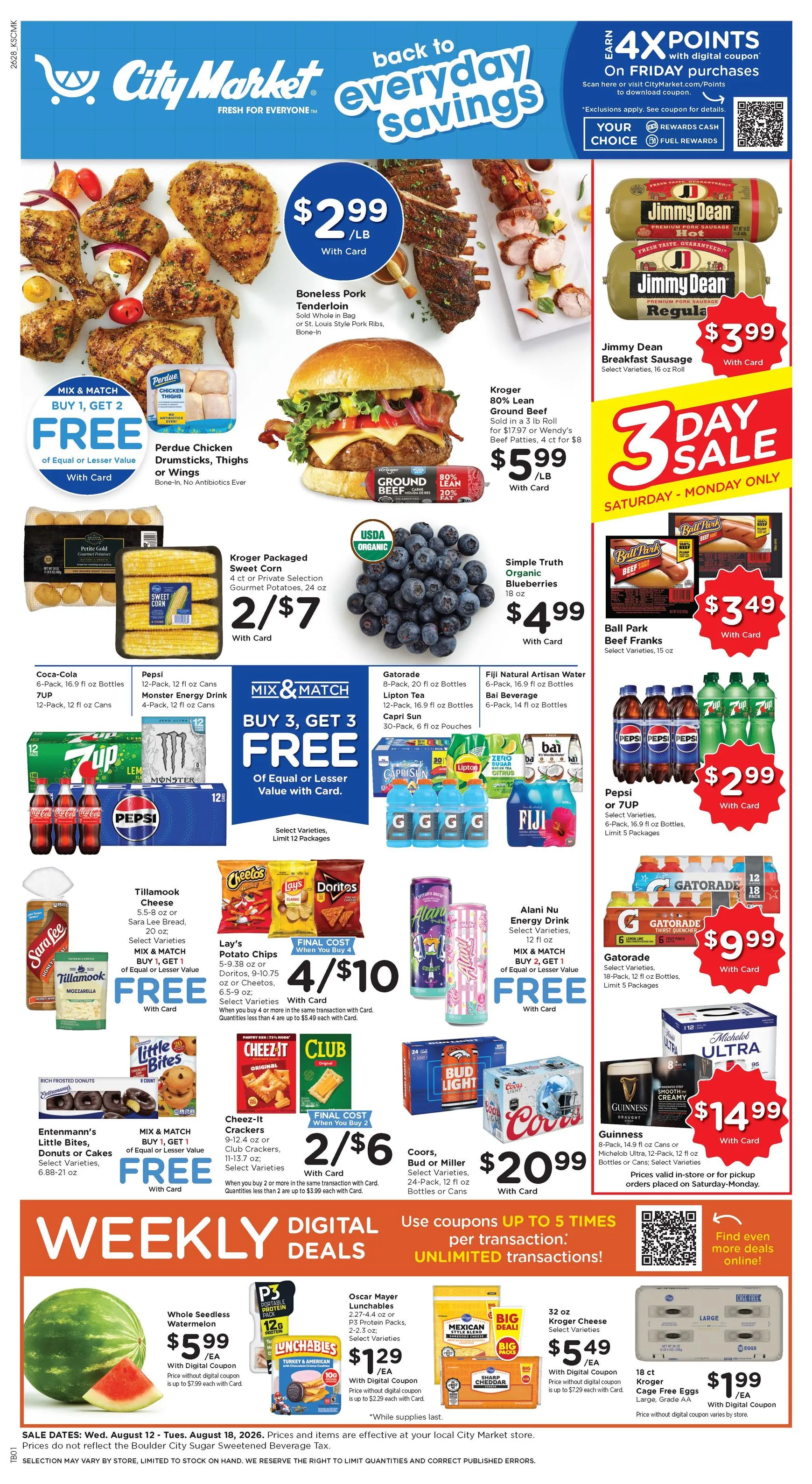 Weekly promotion City Market back to everyday savings spanning from August 12 to August 18 2026 - Page 1 for Catalogue 365