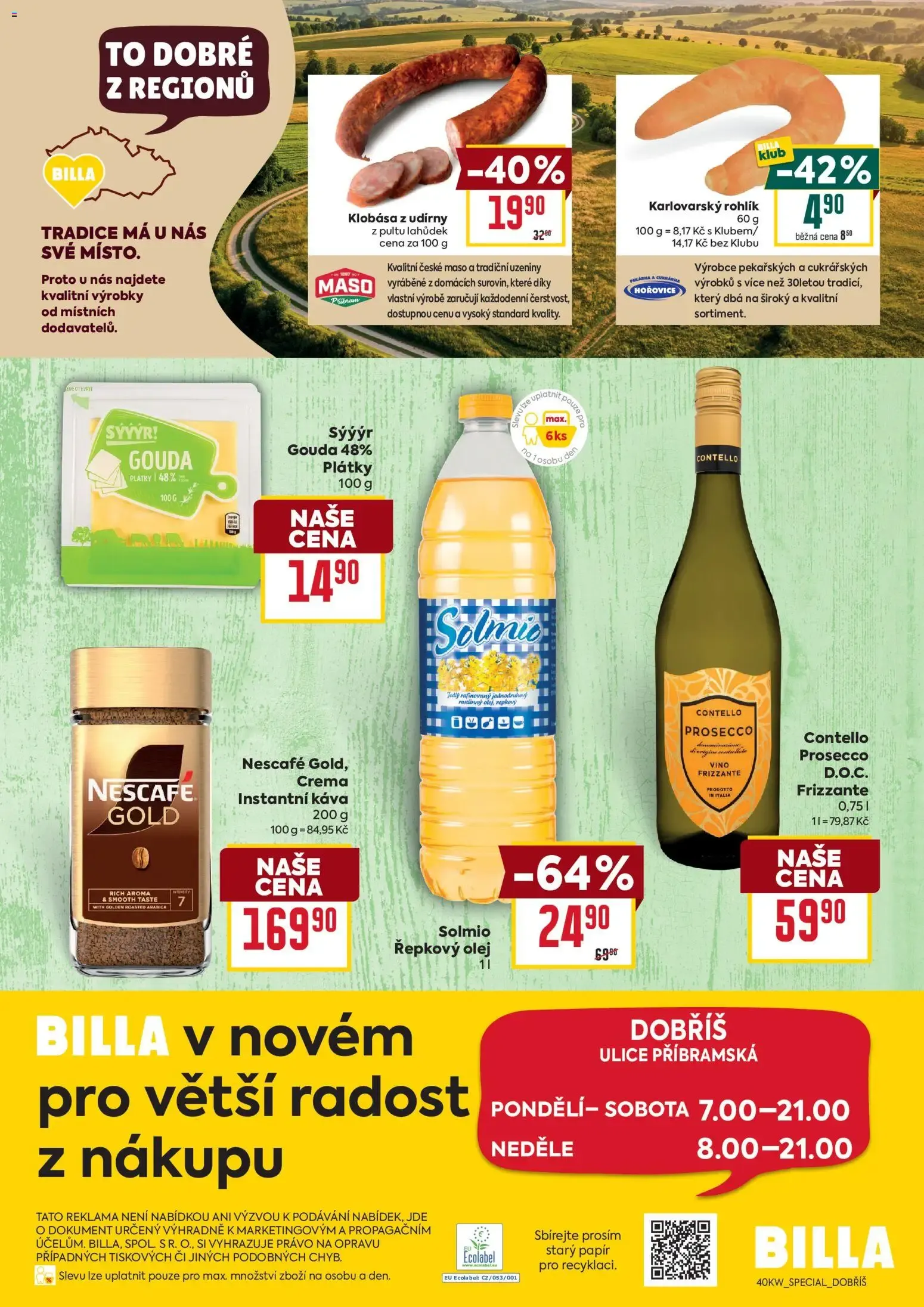 Billa Dobříš: Otevření nueva tienda y ofertas - 1. října 6. října 2026 - Page 2