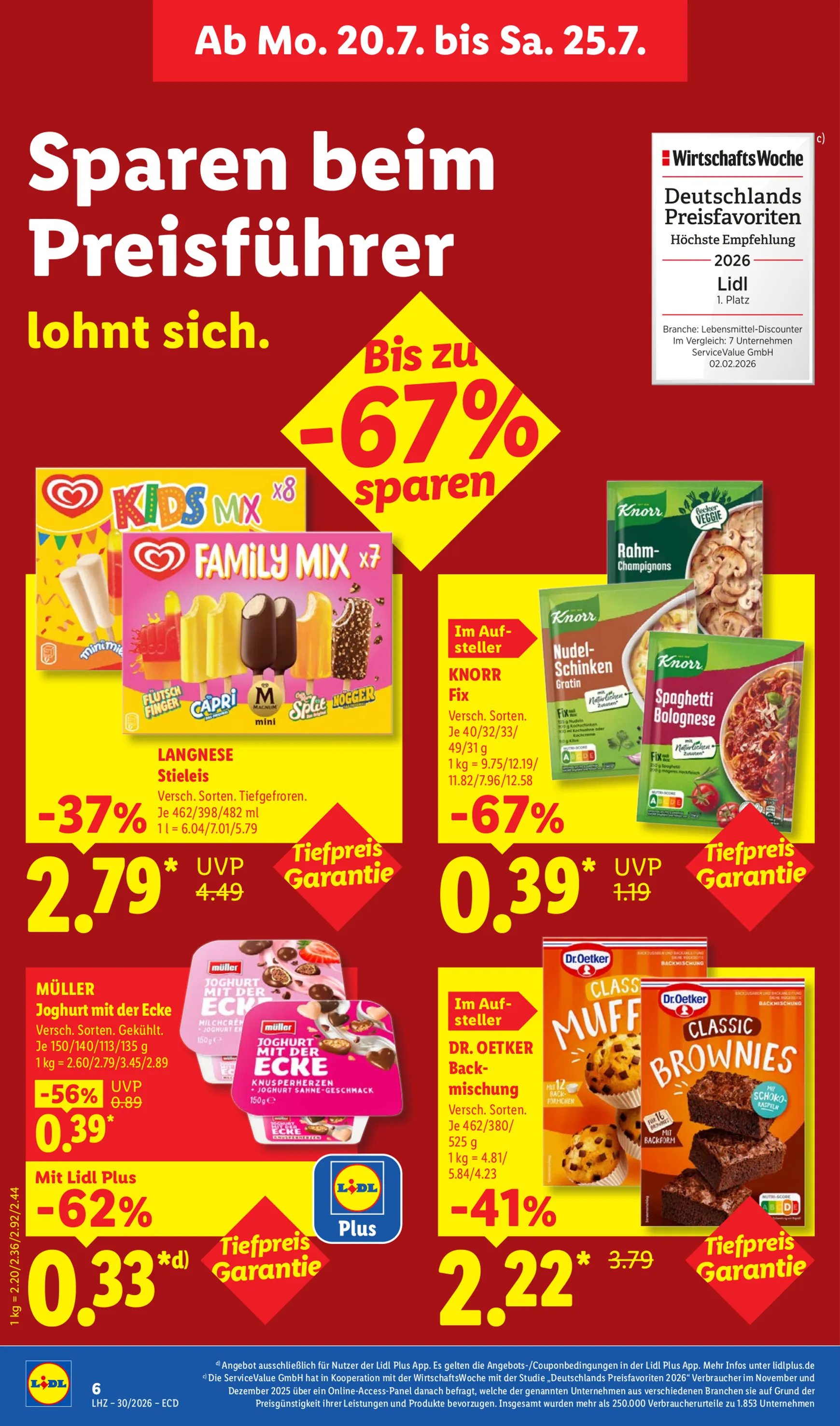 Lidl: Sparen beim Preisführer von 20. Juli bis 25. Juli 2026 - Prospekt seite 15