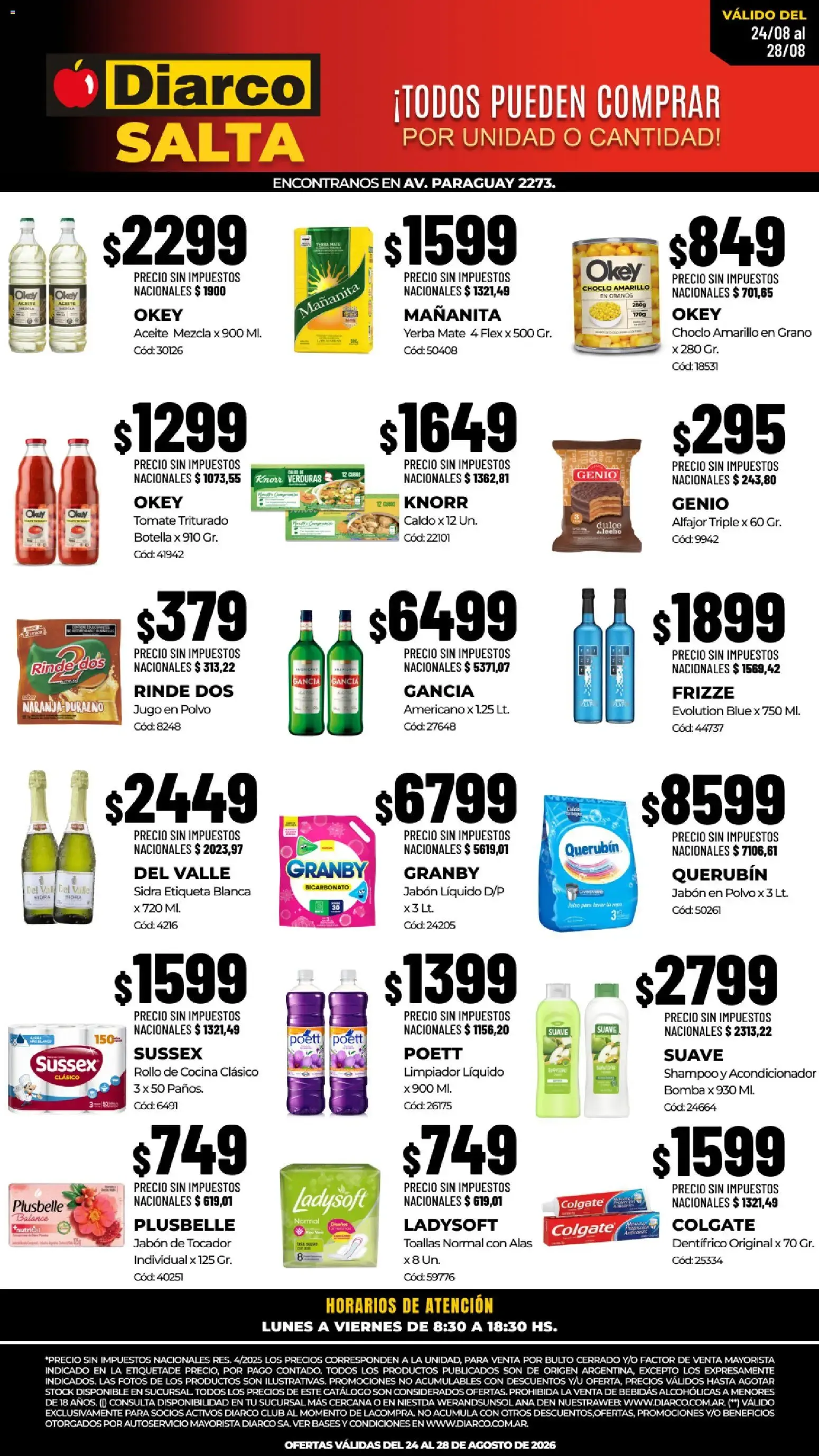 Diarco - Ofertas Salta del 24/08/2026 - 28/08/2026