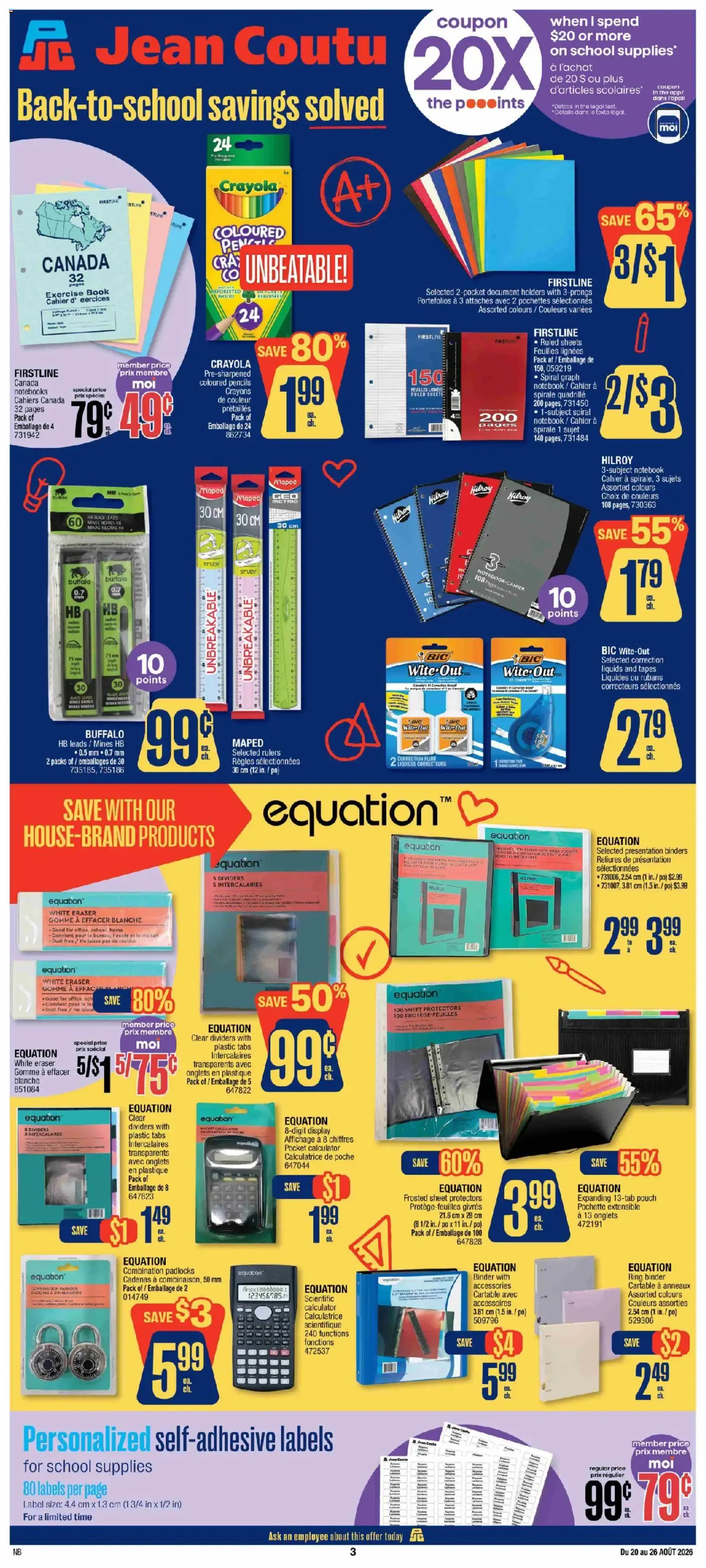 Jean Coutu - School Booklet from Aug 20, 2026 > weekly specials & deals from August 20 to August 26 2026 - flyer page 1